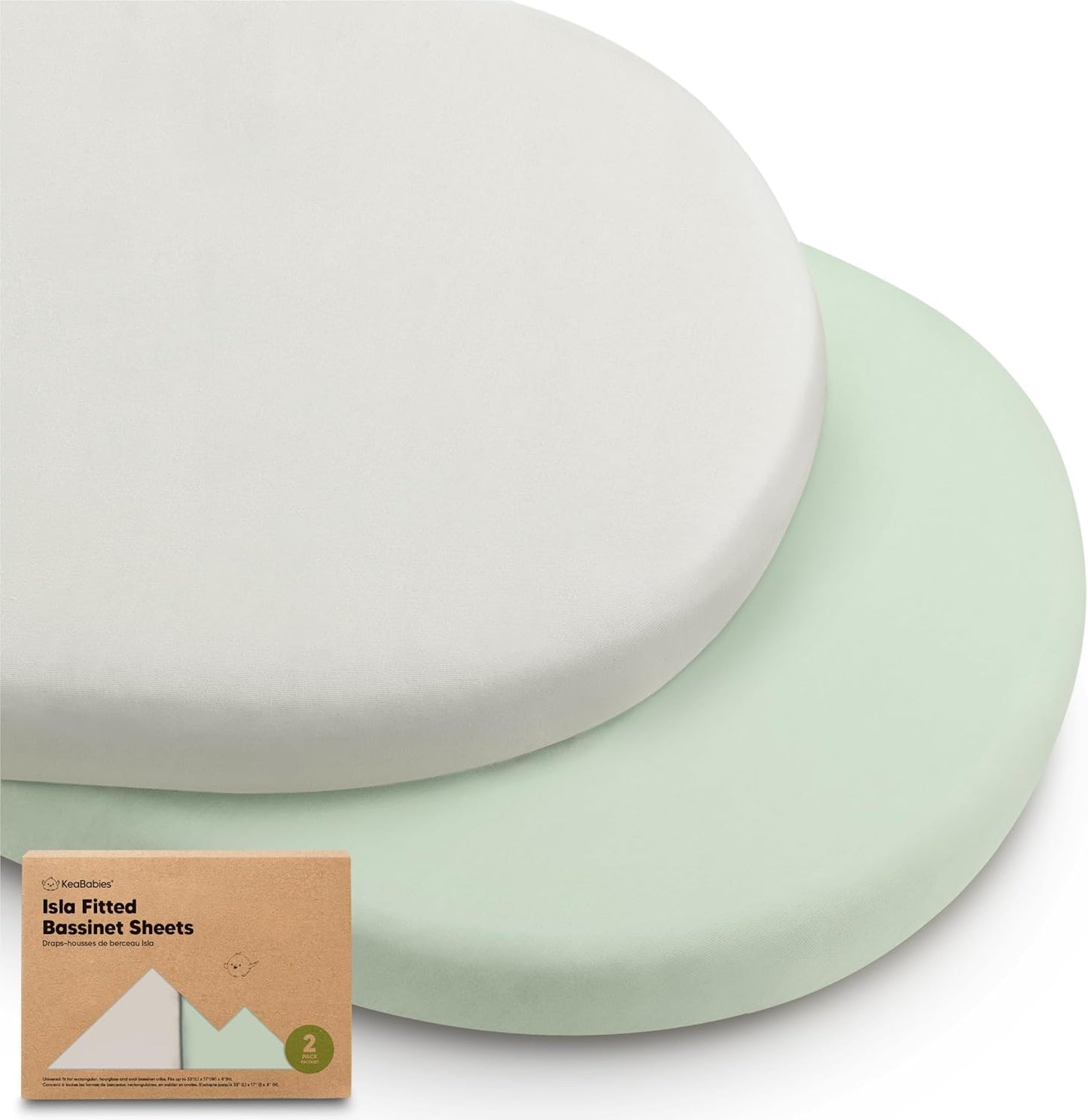 2-Pack Baby Bassinet Sheets Girl, Boy - 33x17 Viscose Derived from Bamboo Bedside Mattress Fitted Bassinet Sheets, Compatible with Halo Bassinest Swivel Sleeper, Baby Delight, Graco (Sage)