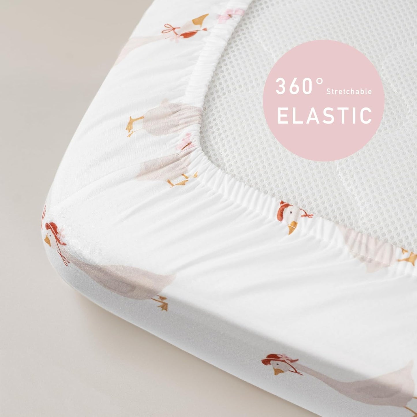 Nap Mat Sheet 47"x24", 3 Pack Pink Floral Baby Crib Sheets Fitted Elastic Corners, Preschool Day Care Rest Mat Cover, Soft Breathable - Compatible with Regalo My Cot, Joovy Travel Cot