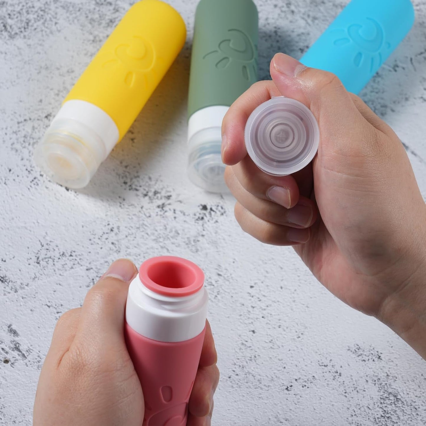 Travel Bottles for Toiletries, TSA Approved Travel Containers 3oz Leak Proof Travel Tubs Refillable Liquid Travel Accessories for Shampoo Conditioner Lotion Body Wash(Multicolored F)