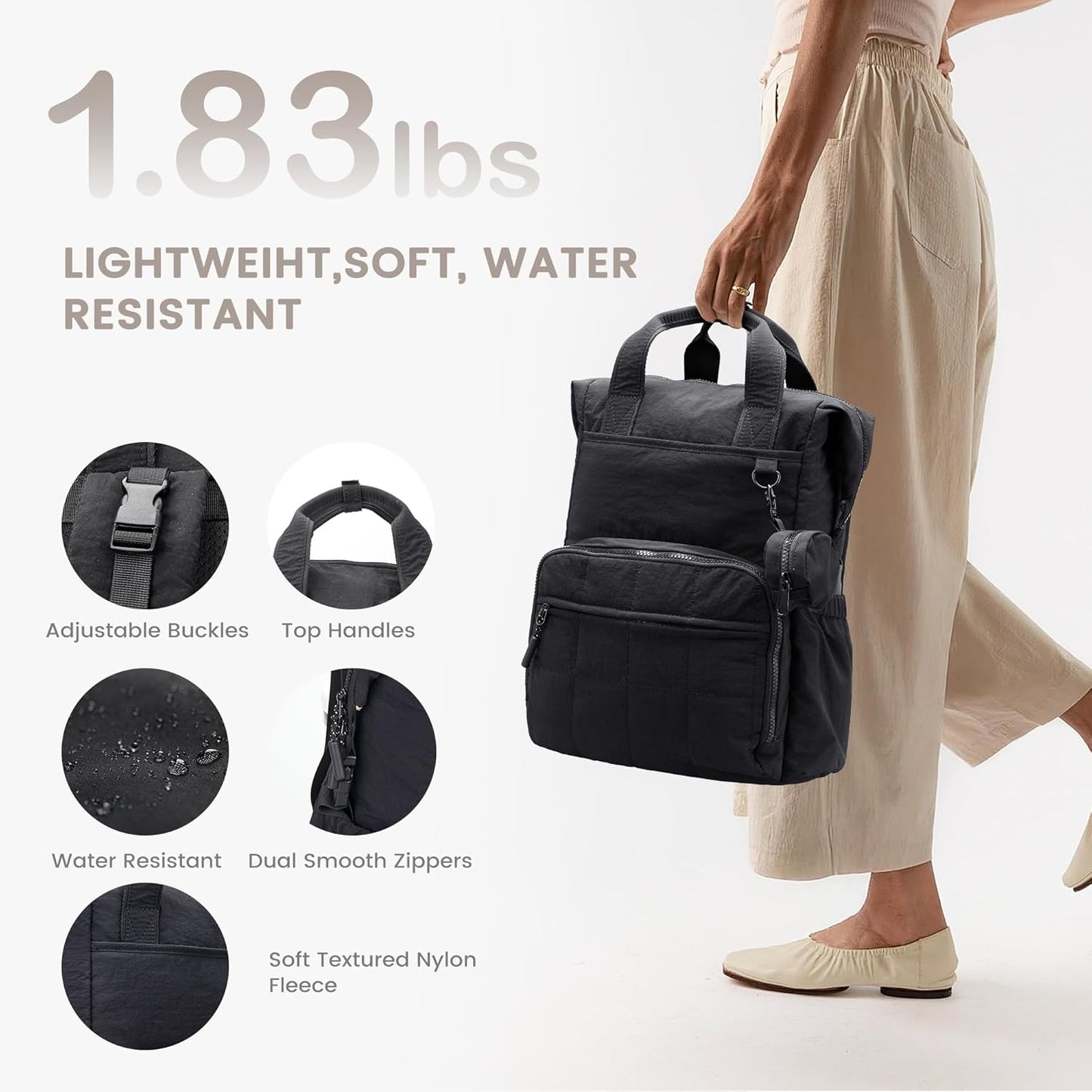 VONAL Diaper Bag Backpack, Lightweight Baby Diaper Bags, Travel Large Diaper Bag with Changing Station, Black Diaper Backpack for Boys Girls Newborn with Insulated Pockets, Stroller Straps