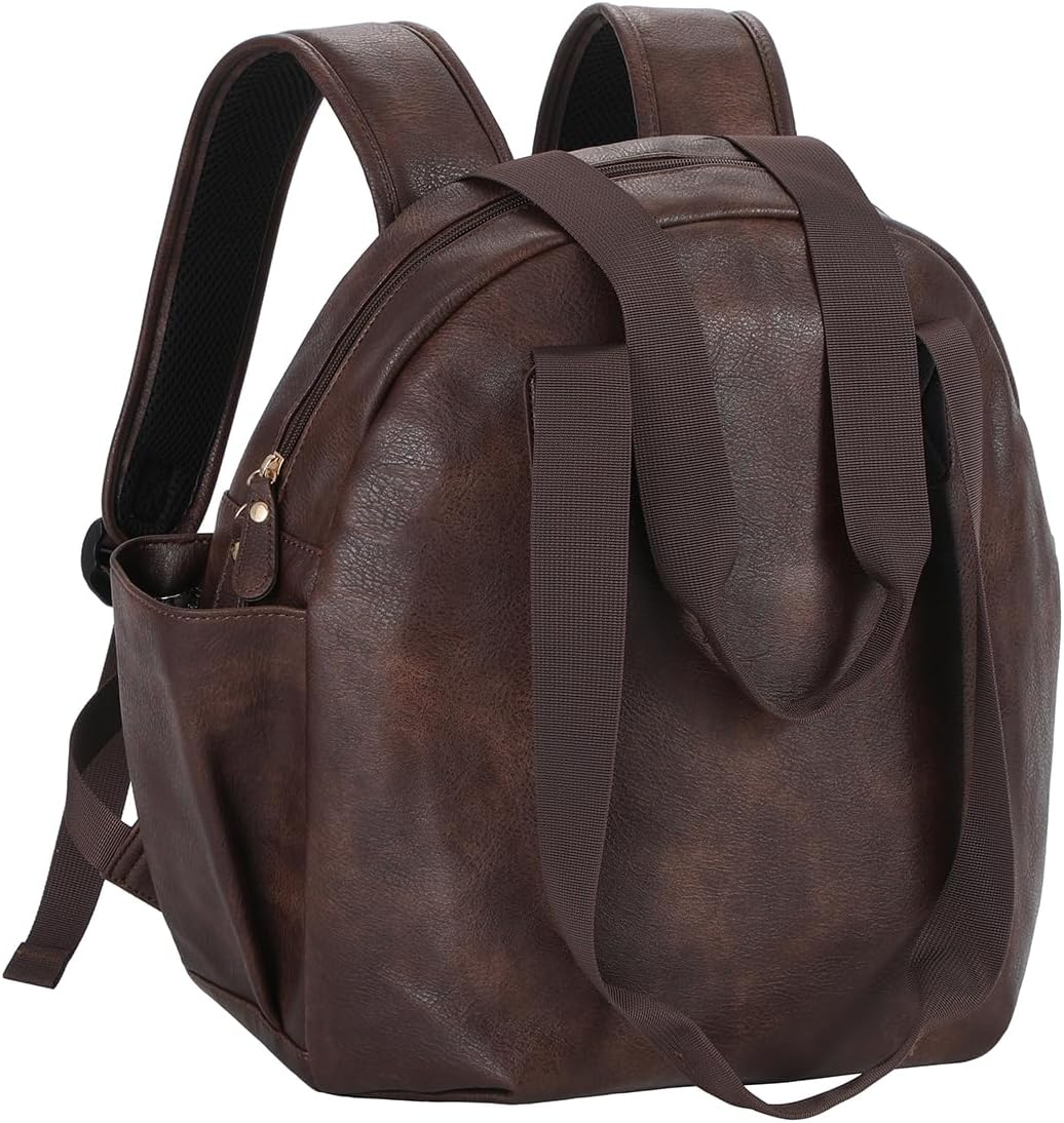 Stylish Diaper Bag Backpack, Leather Large Capacity Travel Baby Diaper Bag Tote for Mom Dad, Handbag shoulder bag, Waterproof, Lightweight Coffee