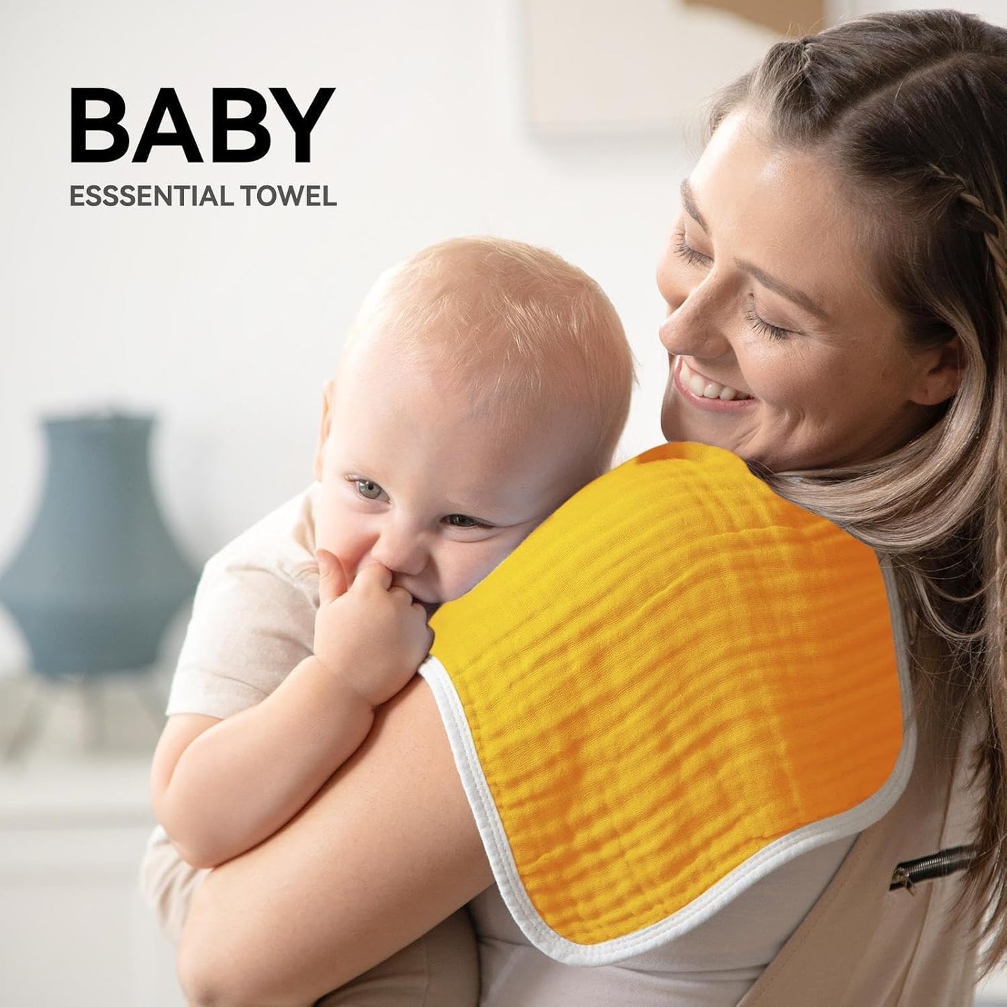 Synrroe Muslin Burp Cloths Large 20 by 10 Inches 100% Cotton 6 Layers Extra Absorbent and Soft (Pumpkin)