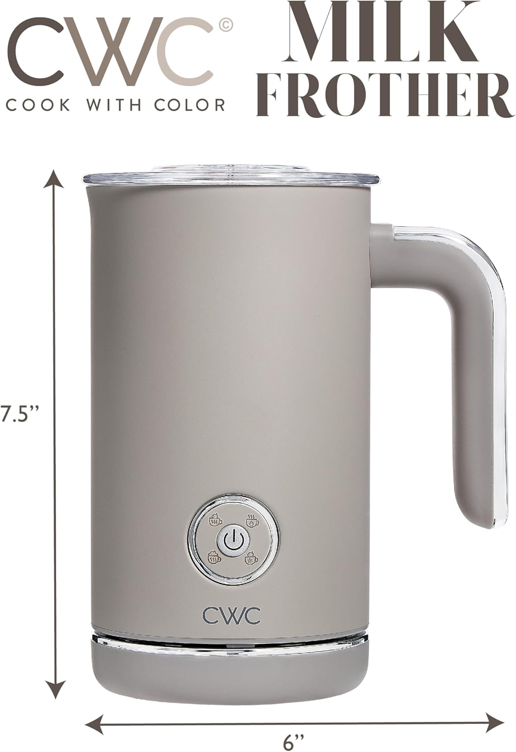 COOK WITH COLOR 4-in-1 Electric Milk Steamer and Frother - 2-Minute Heating and Frothing, Hot and Cold Foam Maker for Coffee, Latte, Cappuccino, Macchiato, Milk Warmer, Auto Shut Off, Sand