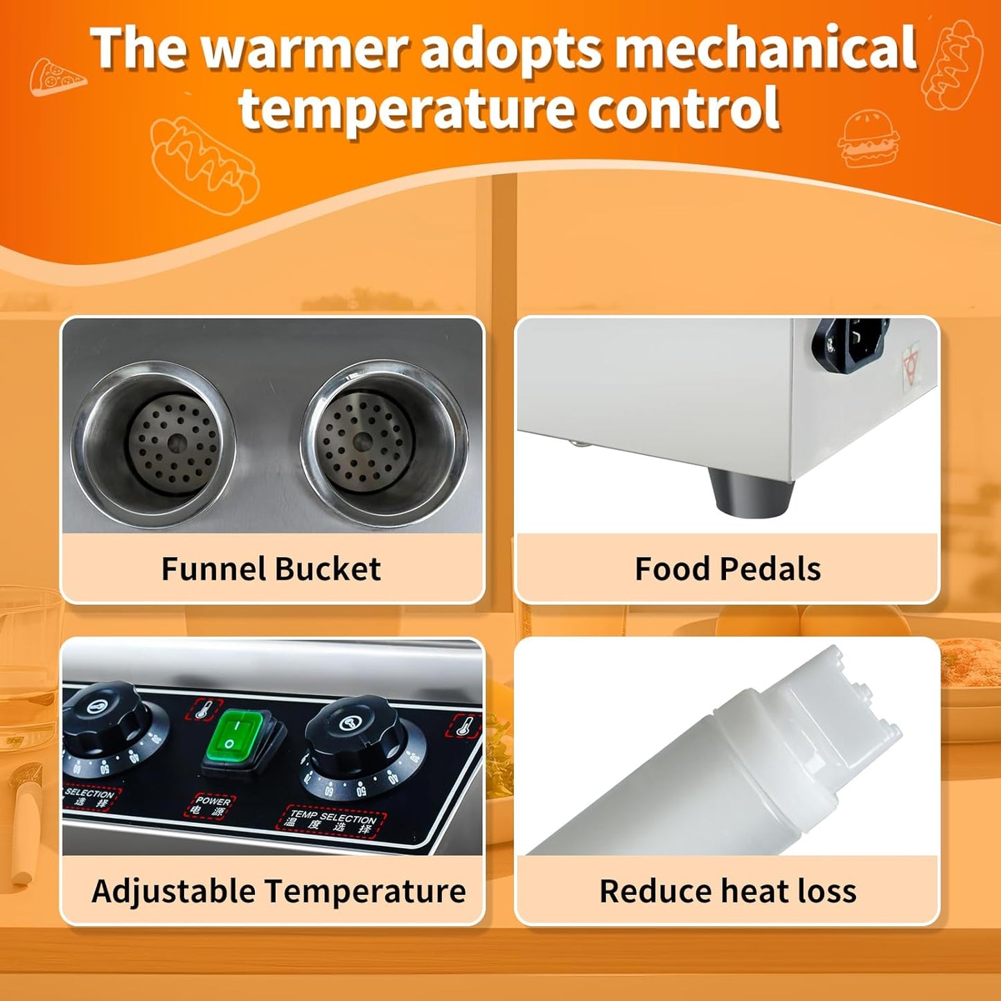 YOOKTEN Electric Sauce Bottle Warmer, 0.68x2 Qt Commercial Hot Fudge Warmer Hot Chocolate Warmer and Dispenser Nacho Cheese Warmer,86-185℉Sauce Warmer Dispenser,Double Bottles Nacho Cheese Warmer