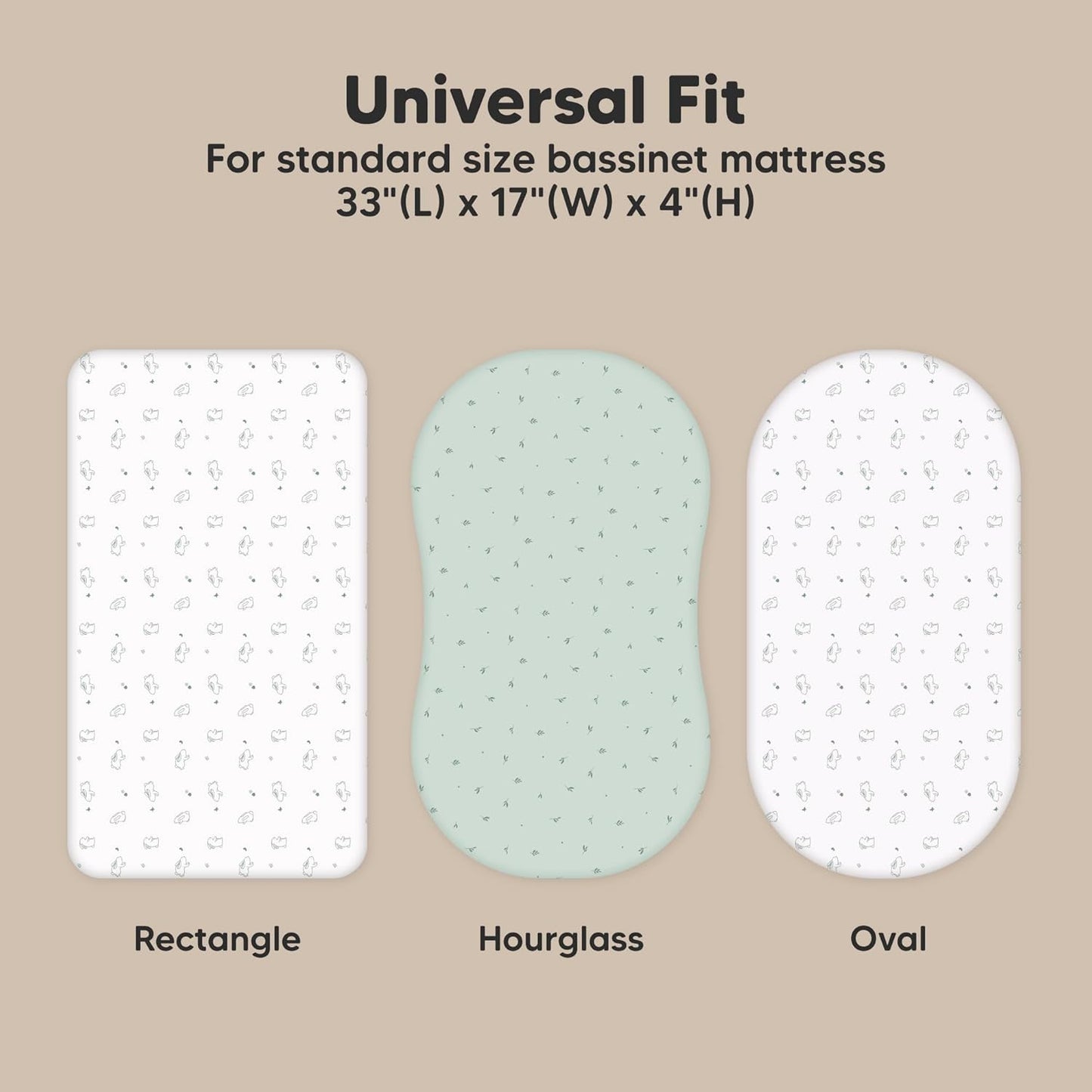 2-Pack Organic Bassinet Sheets for Girls, Boys - 100% Cotton Bassinet Mattress Sheets Compatible with Halo Bassinest Swivel Sleeper, Graco, Baby Delight, Chicco,Unisex Fitted Bassinet Sheets(Bunnies)