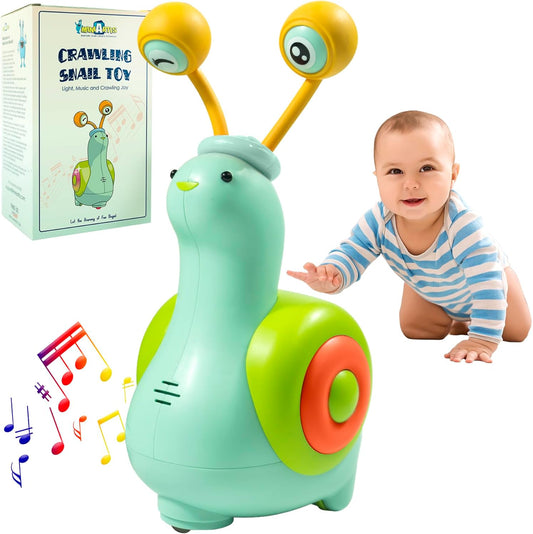 MINIARTIS Baby Crawling Toys | Musical Snail Baby Toy, Infant Tummy Time | Crawling Toys for Babies 6-12 Months | Learning Crawl and Walking | Toddler Birthday Gift for 6-36 Month Boy Girl