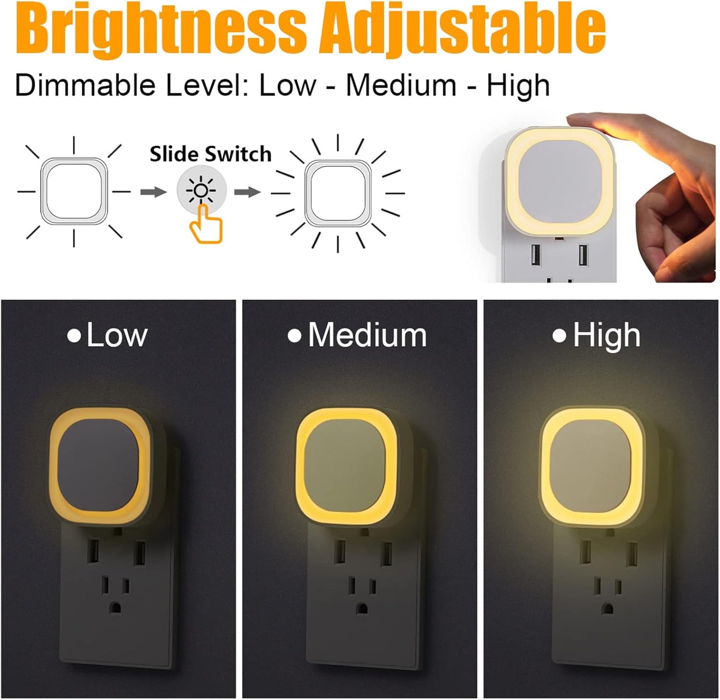 4 Pack Warm White Night Light, Gentle Eye-Care with Dimmable Soft Glow & Indirect Reflection, Auto Dusk to Dawn Sensor, Plug in Nightlight for Nursery, Kids Room, Bedroom, Hallway