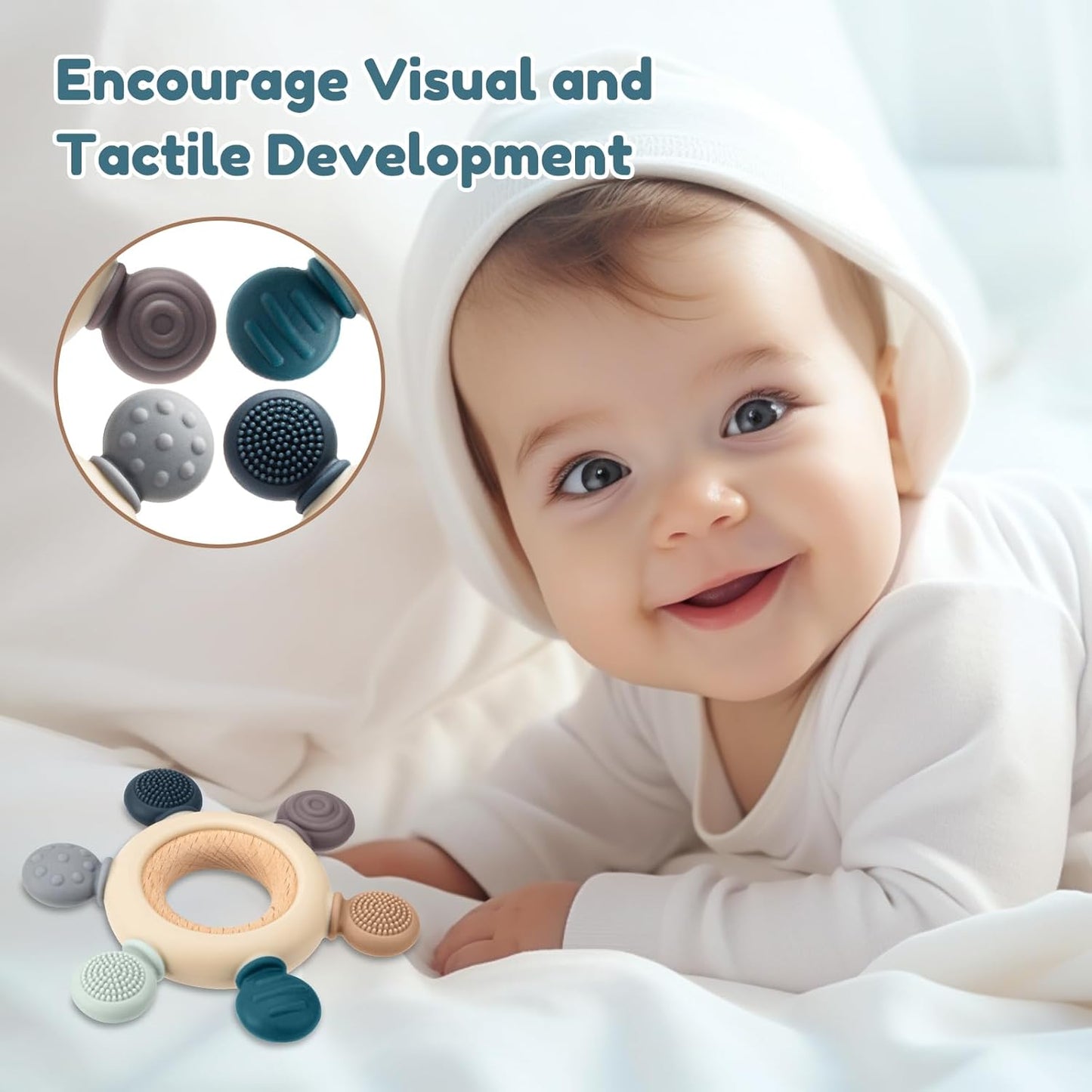 Baby Teething Toys for 0-6 6-12 Months, BPA Free Teether Sensory Toys for Babies 0 3 6 9 12 18 Months, Newborn Infant Toys Gifts for 1 One Year Old Baby Boys Girls