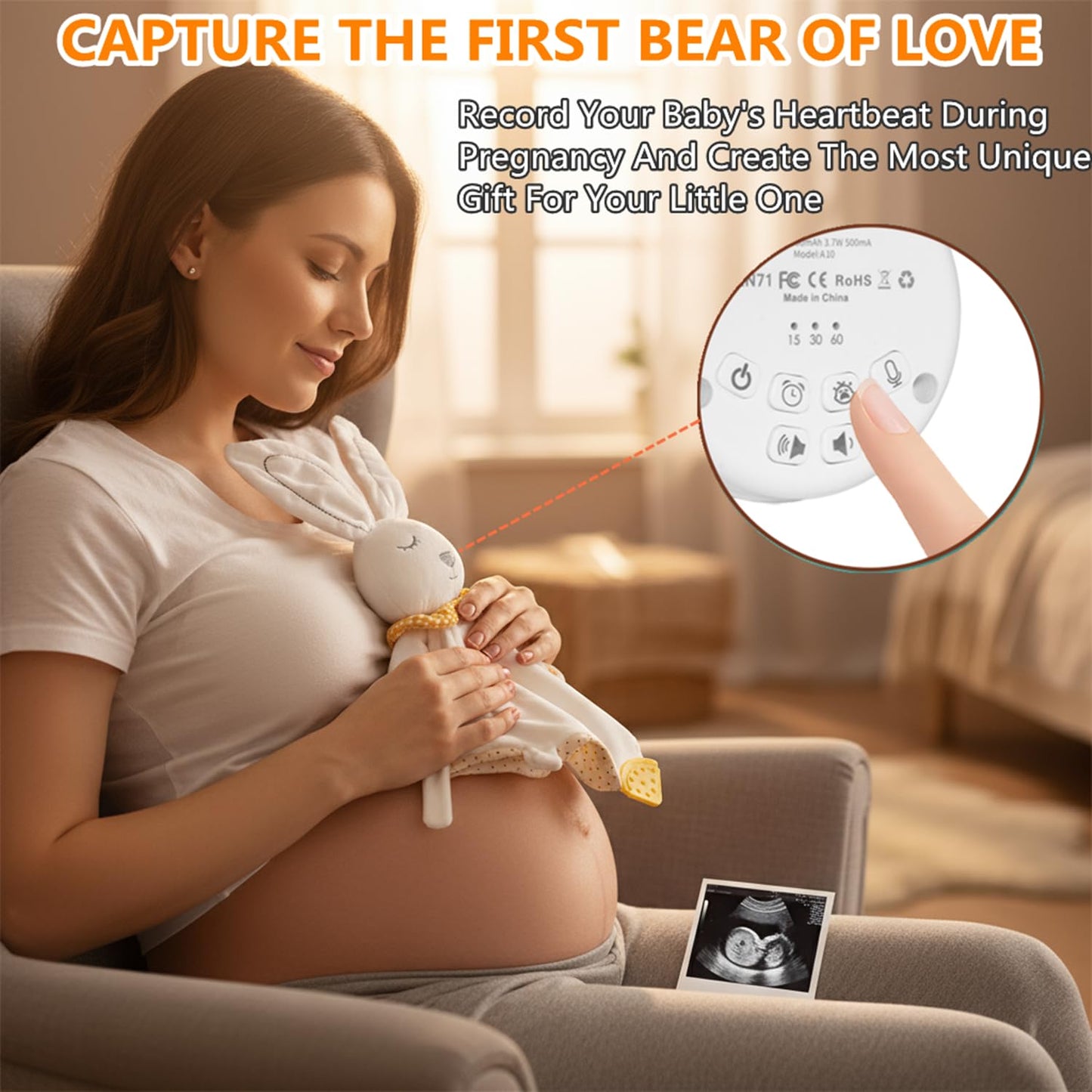 BEREST Rechargeable Baby Sleep Soother Bunny Lovey- White Noise| Heartbeat| Shushing| Lullaby Infant Sleeping Aid with Cry Sensor at Nap Time Routine, Newborn Gifts Plush Toddler Snuggle Blanket Toy