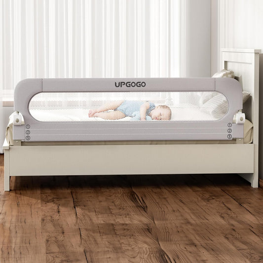 Folding Bed Rail for Toddlers,Baby Bed Rail Guard with Reinforced Anchor Safety System,Fit Bunk,Full Size,Queen,King,Twin(Grey,71"x23.6")