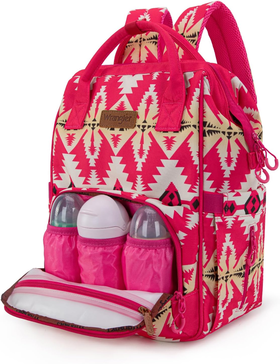 Montana West Wrangler Callie Diaper Bag Backpack with Stroller Straps Western Pattern Multifunction Baby Travel Bag WG2204-91102HPK