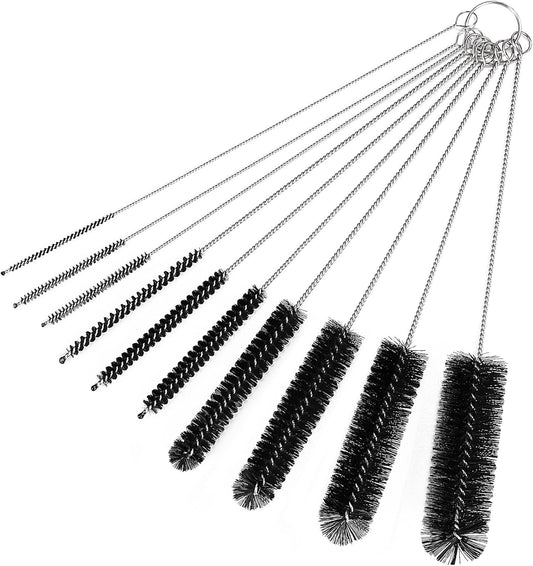 CiaraQ Bottle Cleaning Brushes, 9.8 Inch Nylon Tube Brush Set, Cleaner for Narrow Neck Bottles Cups with Hook, Set of 10pcs