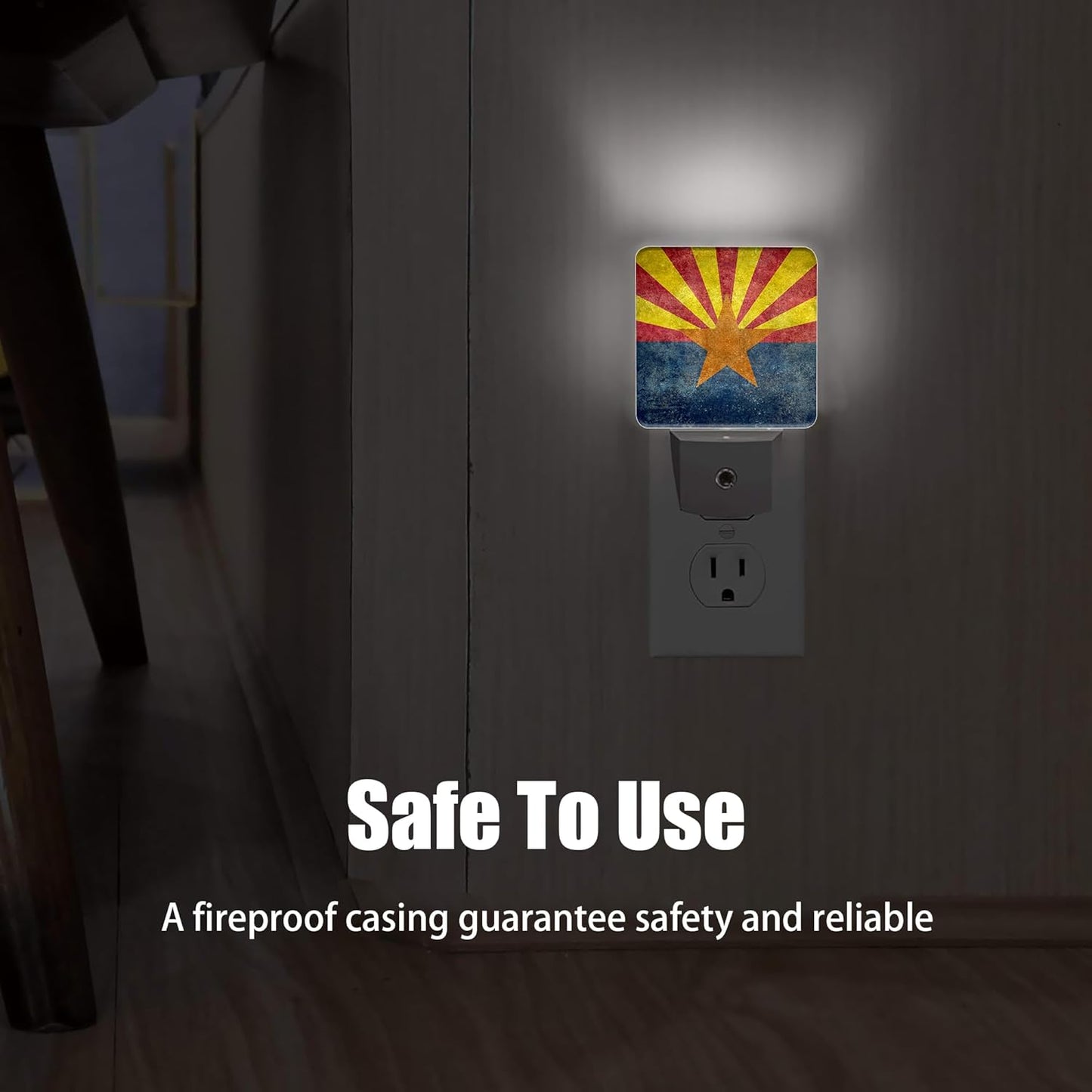 Arizona Flag Night Light, The 48th State Plug into Wall with Dusk to Dawn Light Sensors,Warm Nightlights for Bedroom, Bathroom, Hallway, Kitchen, Gifts Ideal for Boys Girls Women Men