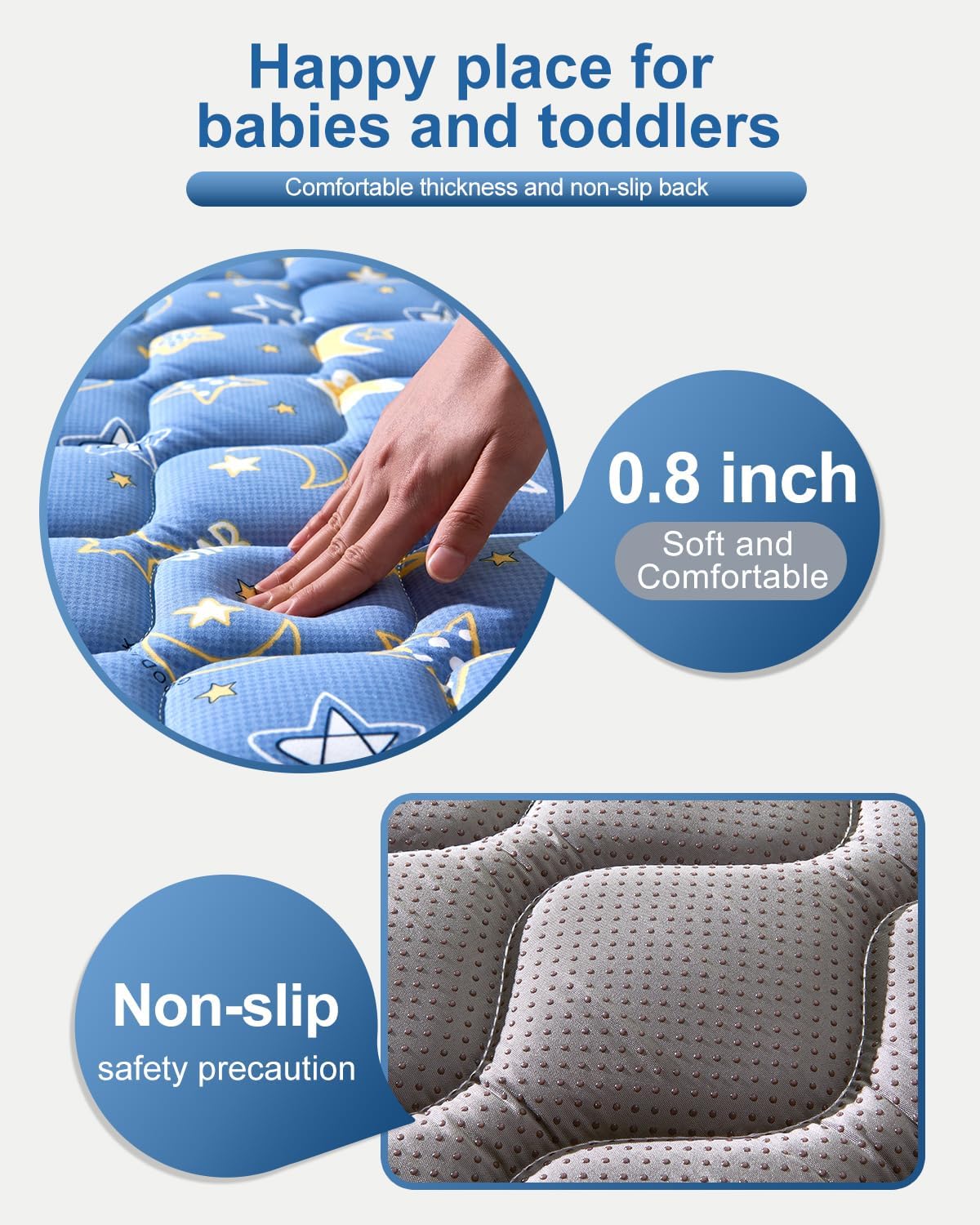 Odorless Premium Foam Baby Play Mat, Soft Microfiber Fabric Crawling Mat for Floor- Comfortable and Hypoallergenic, Non-Slip Cushioned Floor Playpen mat for Infants,Babies,Toddlers