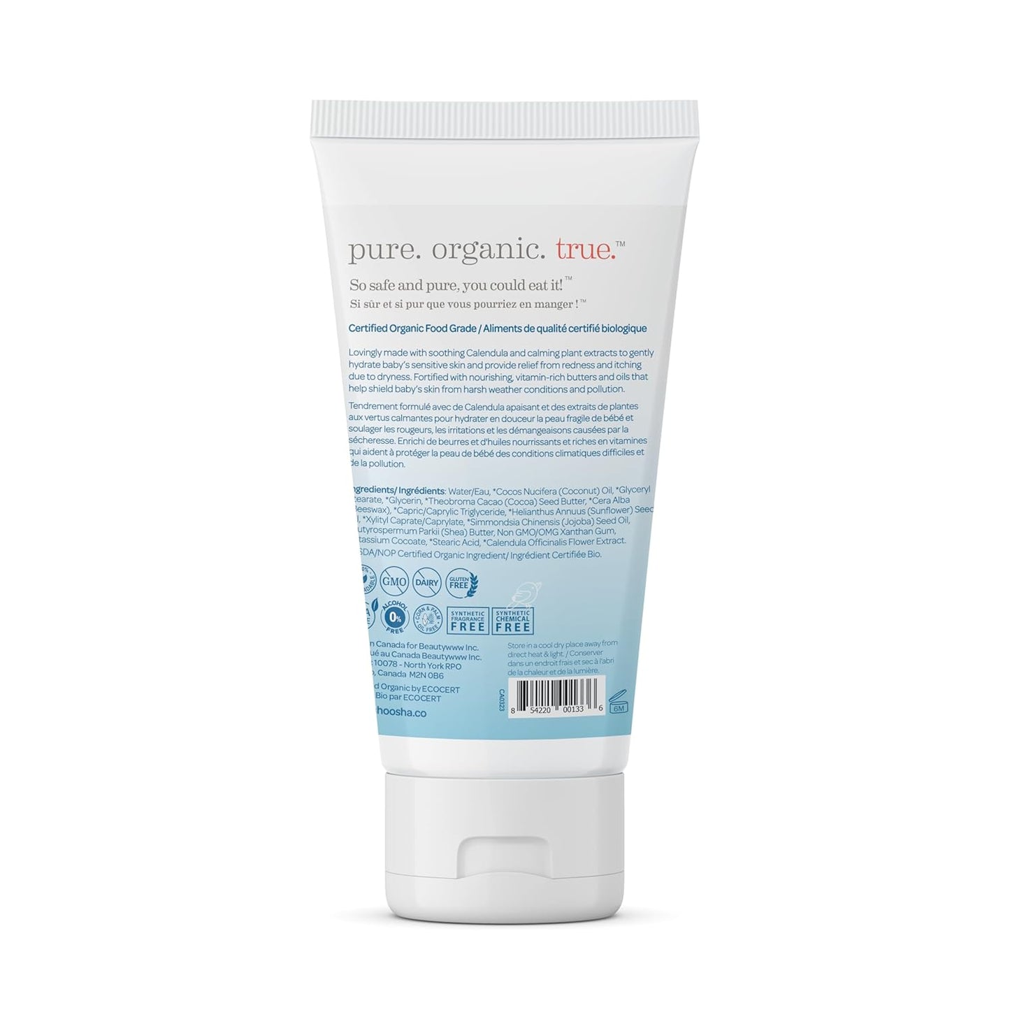 Shoosha Organic Face & Body Lotion – Fragrance Free (USDA-Certified Organic, for Sensitive Skin, All Natural Face and Body Lotion for Kids, Hypoallergenic, Non-Sticky)