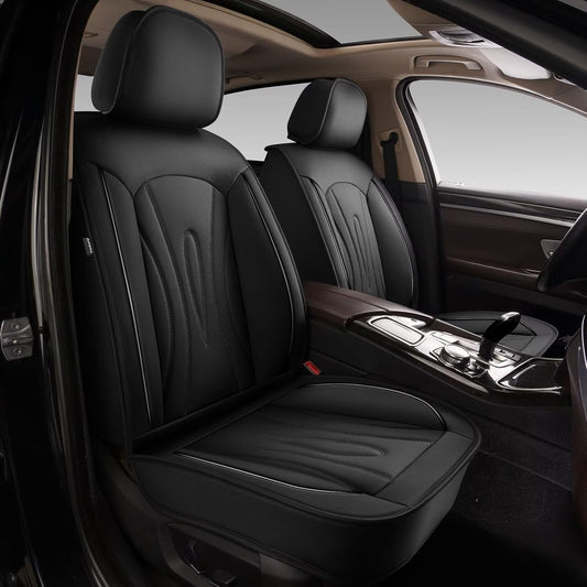 Car Seat Covers Fit for Mercedes-Benz GLE-350 2016-2025: Faux Leather Front and Rear Seat Covers Waterproof Auto Seat Protector with Compatible Airbag(5 Seats, Black)