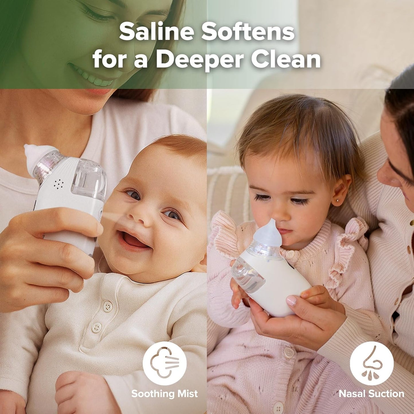 Haakaa Nasal Aspirator for Baby, 2-in-1 Electric Baby Nasal Aspirator with Sprayer – Baby Nose Sucker, Nose Sucker for Baby – 5 Adjustable Suction Levels up to 65kPa, Quiet, Music & Lights