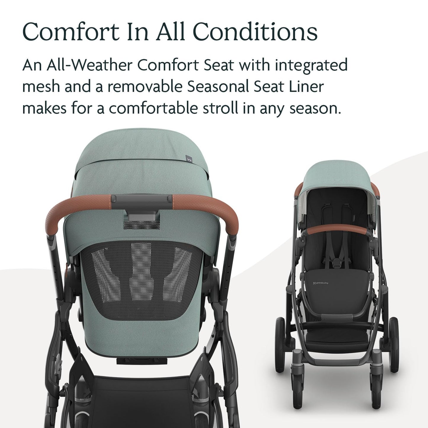 UPPAbaby Vista V3 Stroller - Full-Size Single-to-Double Stroller System - Toddler Seat, Bug Shield, Rain Shield, and Storage Bag Included - Kenzi (Mystic Aqua/Carbon Frame/Saddle Leather)