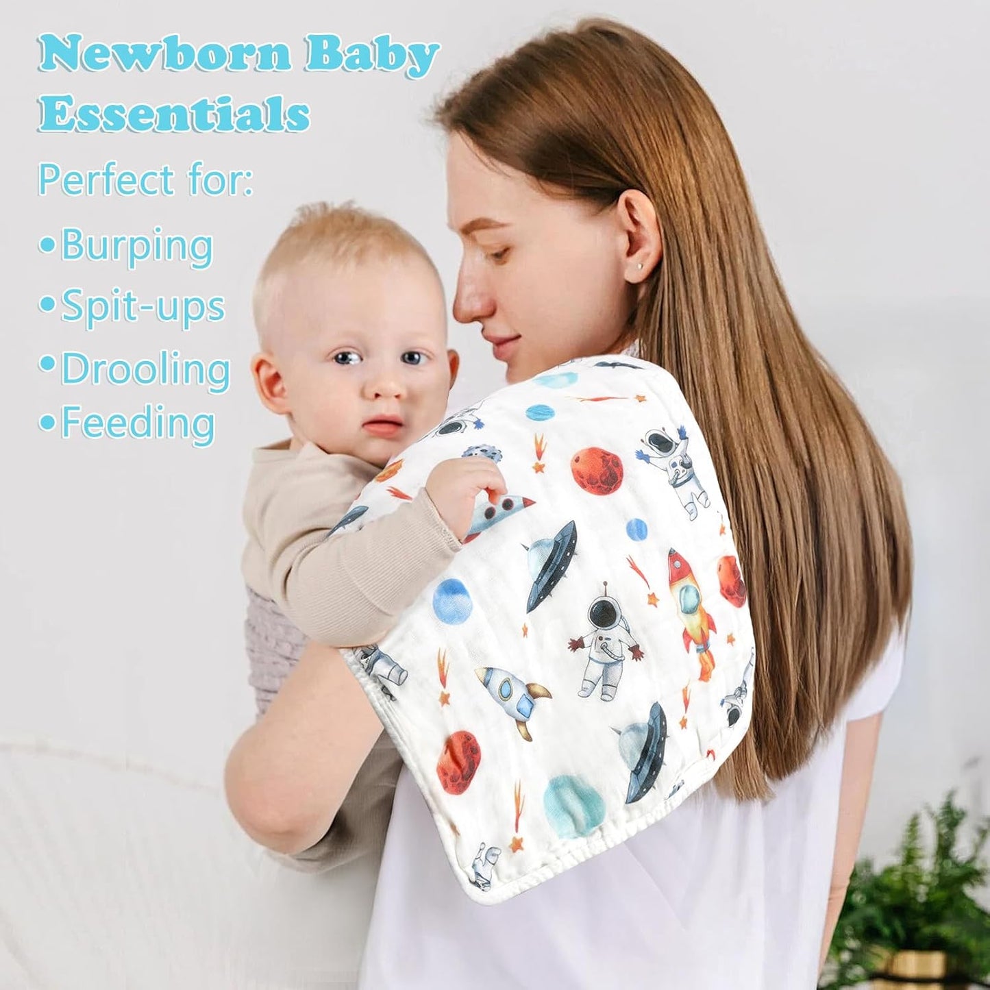 Baby Burp Cloths Muslin Washcloths 6 Pack Muslin Burp Cloths 100% Cotton Large 20''x12'' Soft 6 Layers Baby Burp Rags for Boys Girls Baby Essentials for Newborn Gift Machine Washable