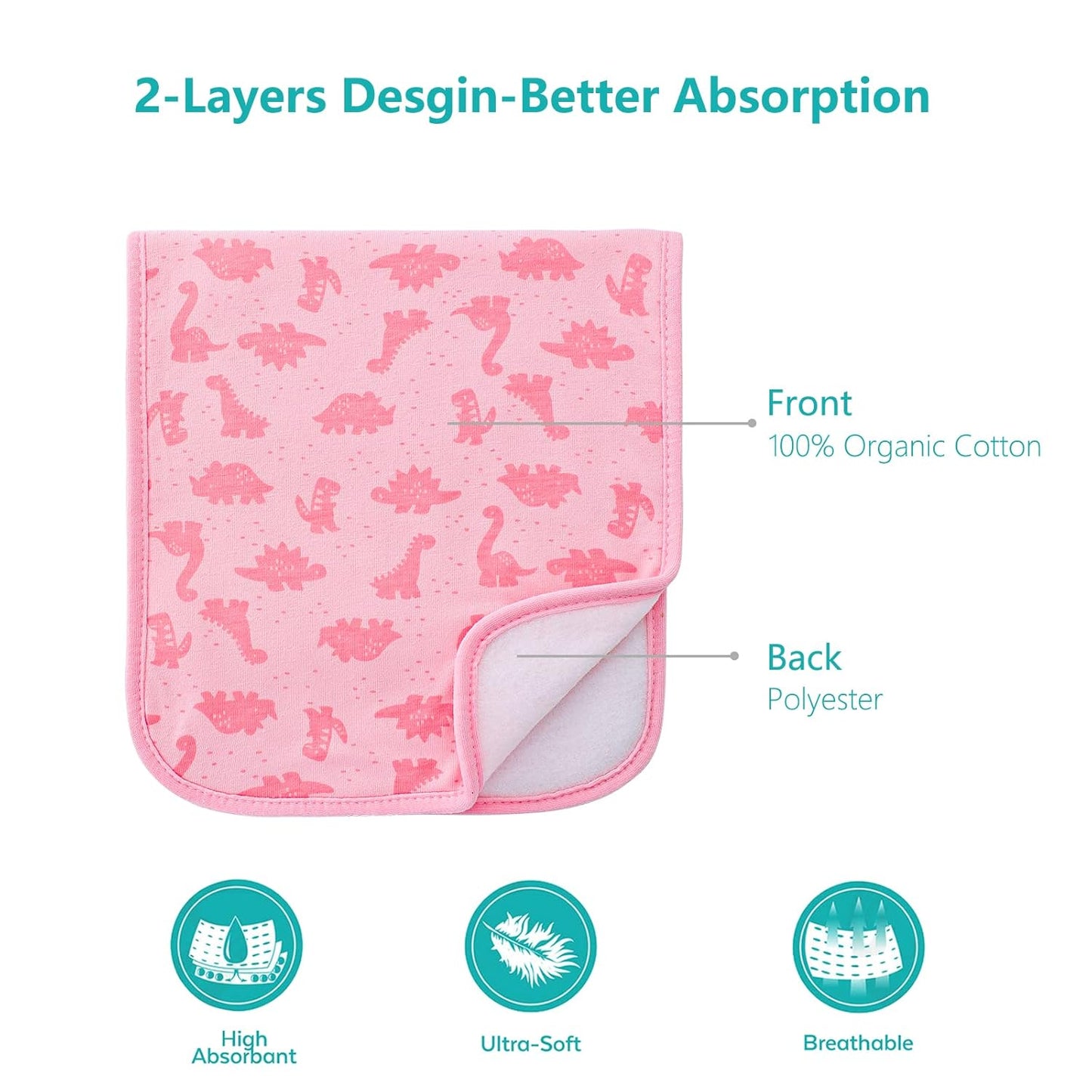 Hakochia Burp Cloths for Baby Boy & Girl Organic Cotton Large Unisex Burp Clothes Extra Absorbent Soft Neutral Burping Rags Spit Up Cloth Sets for Newborns 8 Pack (E)
