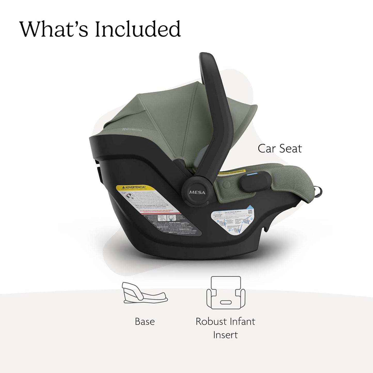 UPPAbaby Mesa V3 Infant Car Seat - Easy Installation + SmartSecure Technology - Attaches to Stroller | Base + Infant Insert Included - Evelyn (Meadow Green)