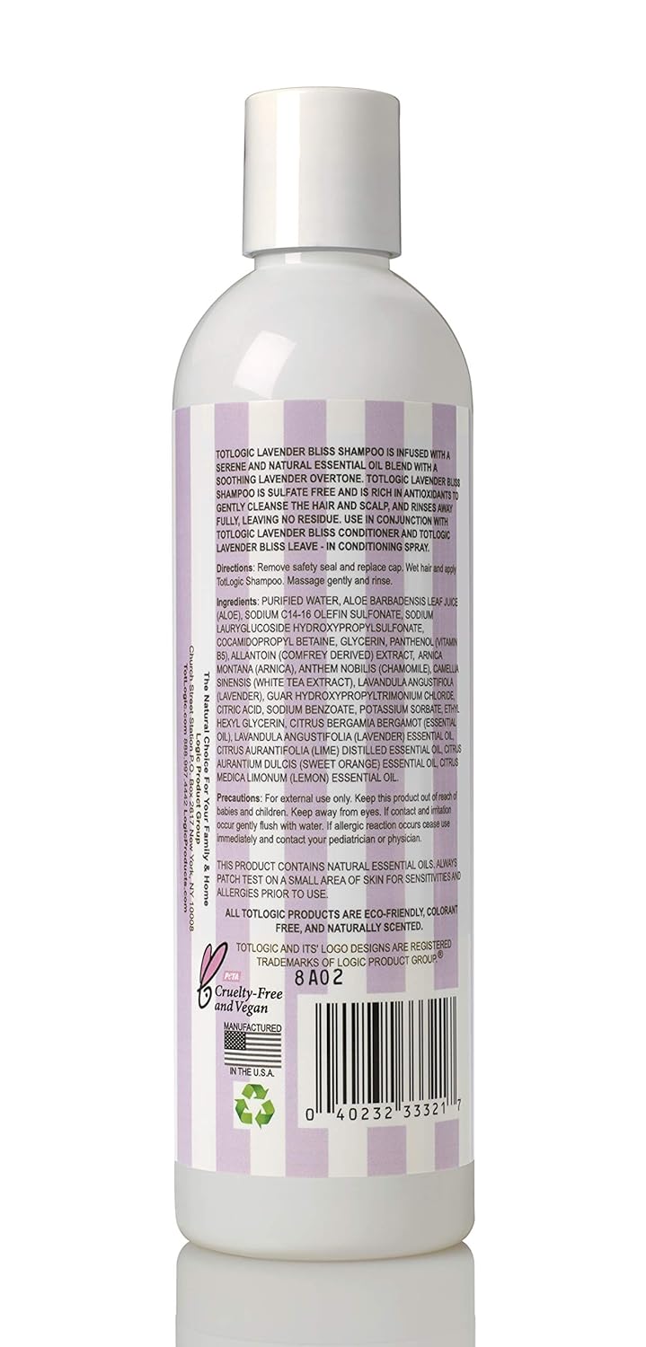 TotLogic Sulfate Free Baby Shampoo- Lavender Bliss Hair Care, 8 oz, No Phthalates, No Formaldehyde, Infused With Natural Antioxidants and Botanicals