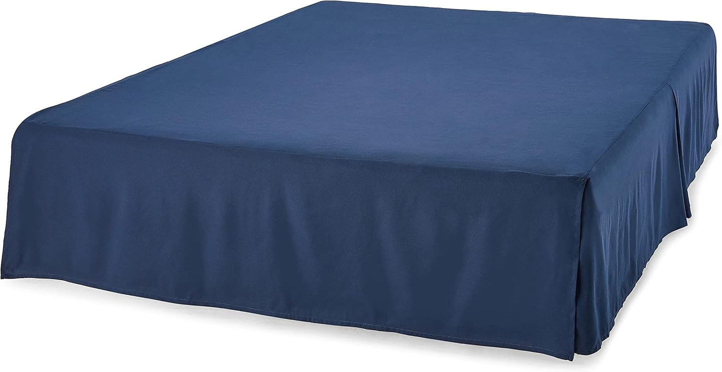 Amazon Basics Lightweight Pleated Bed Skirt, Full, Navy Blue, Solid