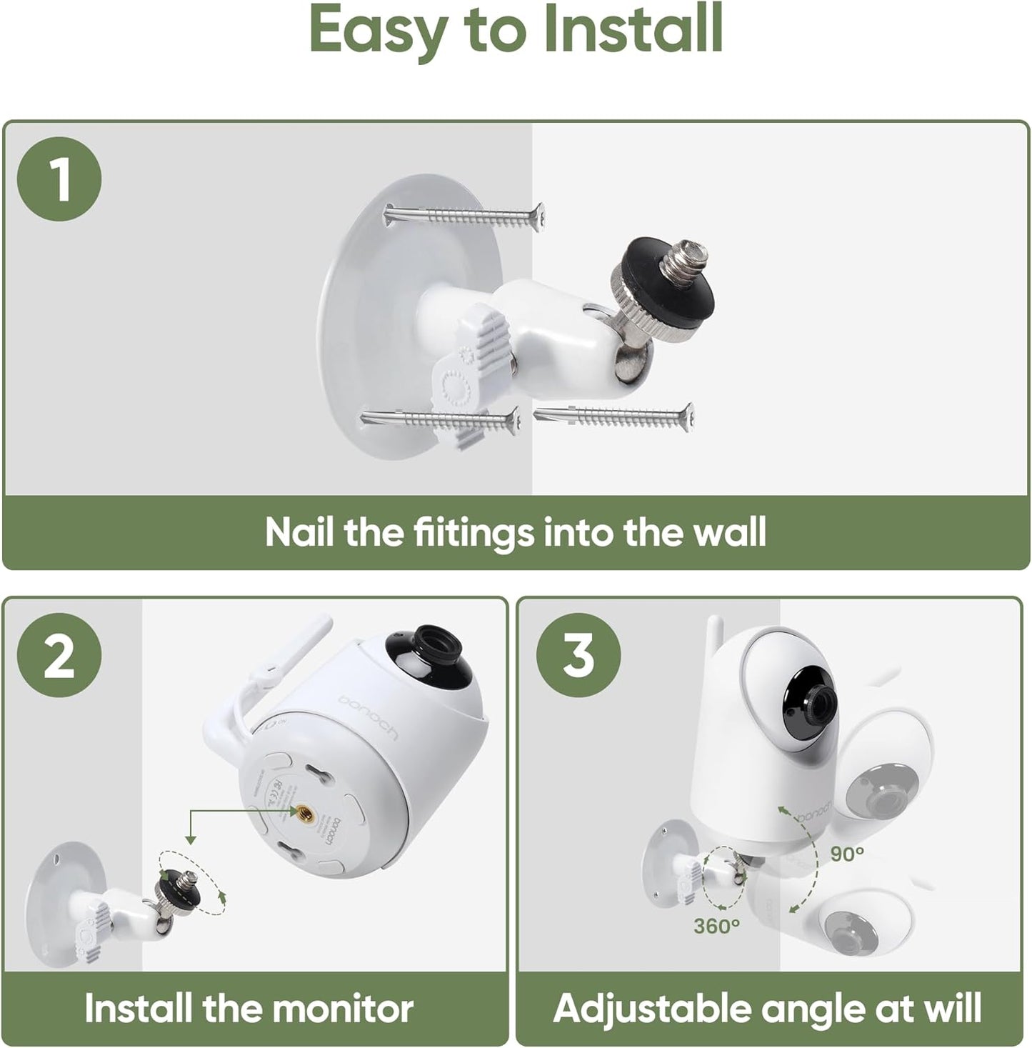 bonoch Adjustable Baby Monitor Wall Mount, Compatible Baby Camera Adjustable Metal Holder Stand (Not for Monitor, Cam Not Include)