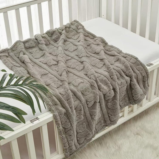 CREVENT 30"X40" Cozy Soft Warm Sherpa Baby Blanket for Girls Boys, Newborn Essentials for Infant, Baby Shower Receiving Gift - Tan Bear 75X100cm