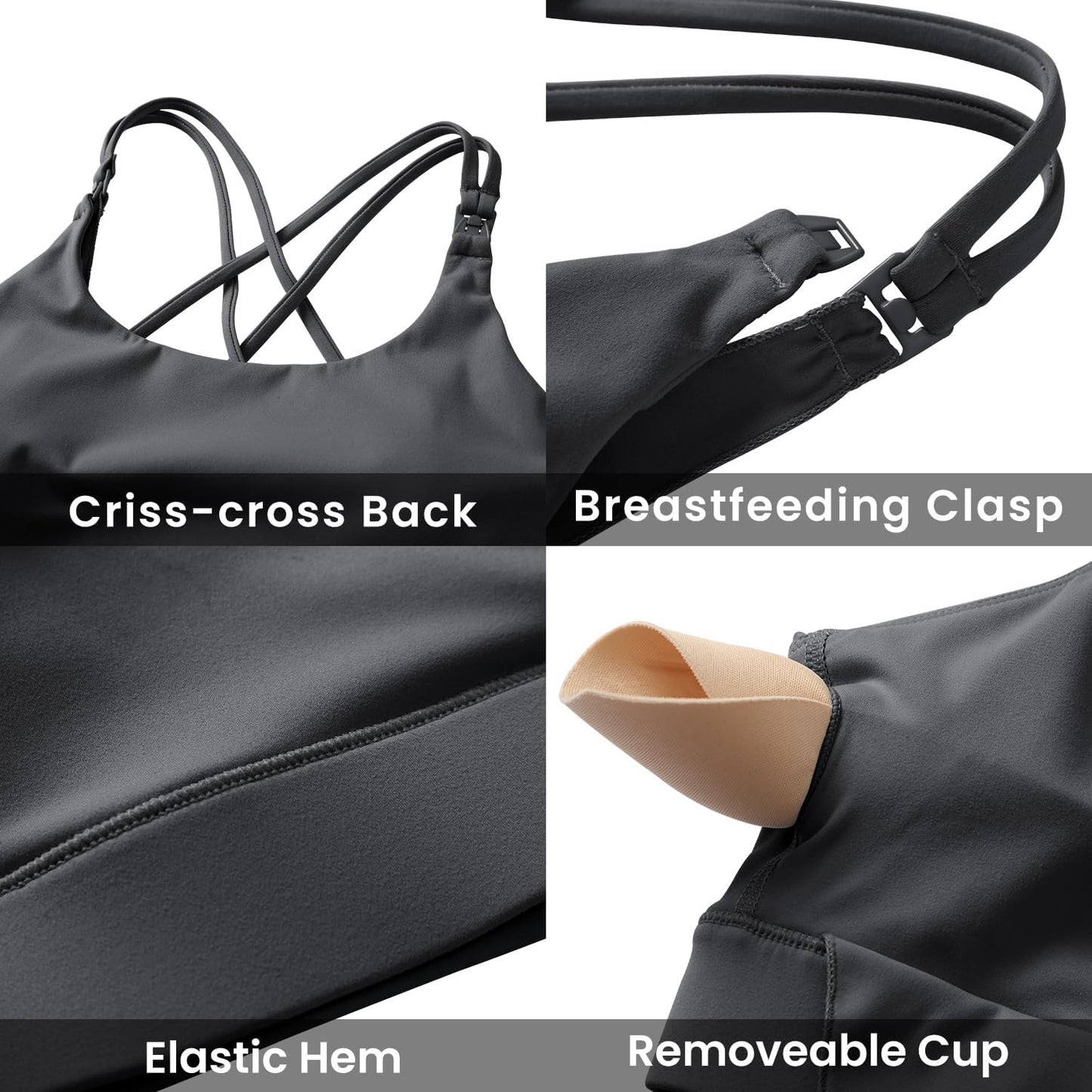 V VOCNI Nursing Bras for Breastfeeding Maternity Sports Bras Tank Top Sexy Crisscross Back Workout Yoga Pregnancy Bra