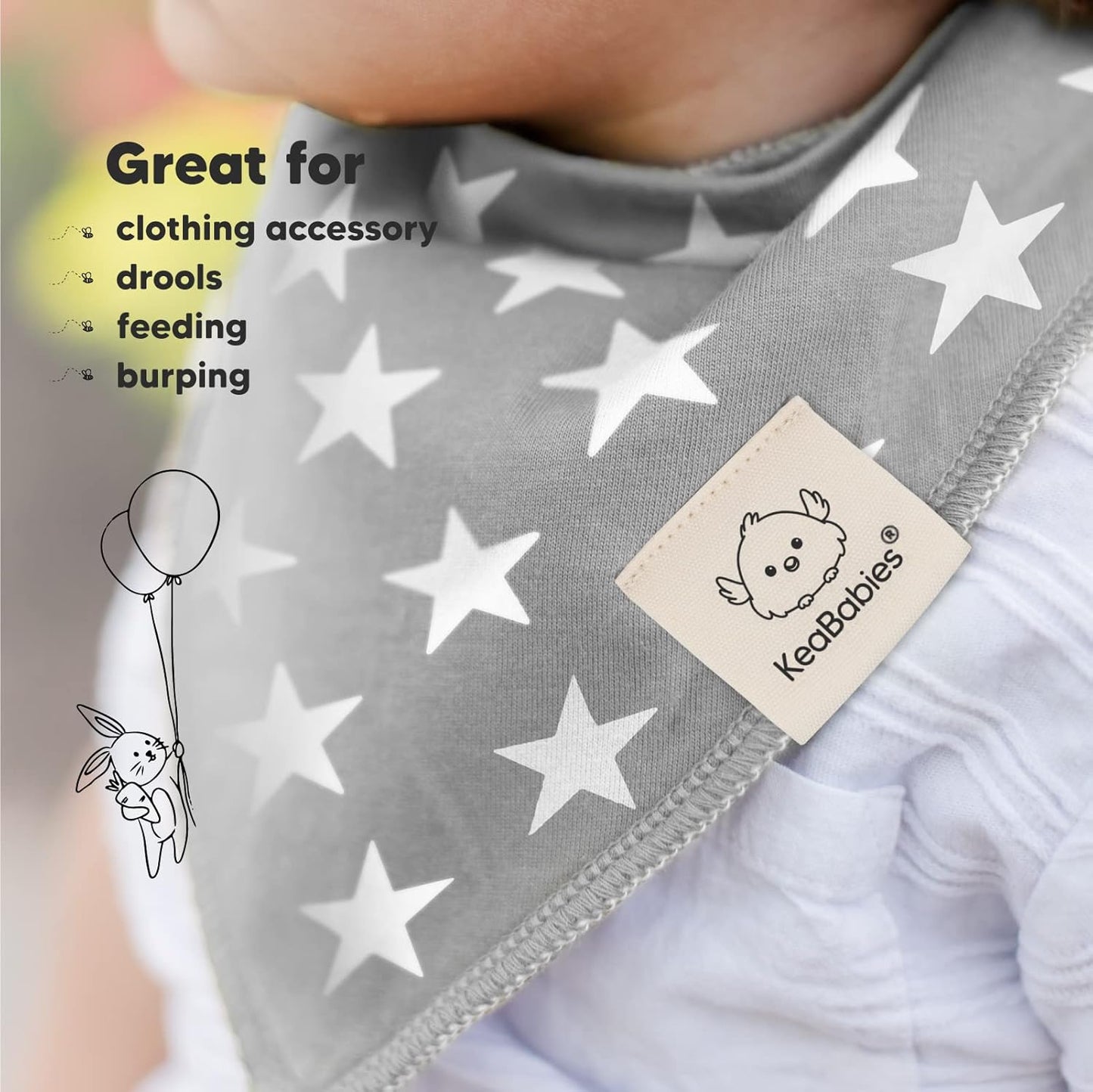 KeaBabies 10-Pack Organic Baby Bandana Bibs for Girls - Super Absorbent Triangle Baby Bibs for Drooling and Teething Infant, 100% Cotton Extra Soft for Newborn, Infant 0-36 Months (MONOS)