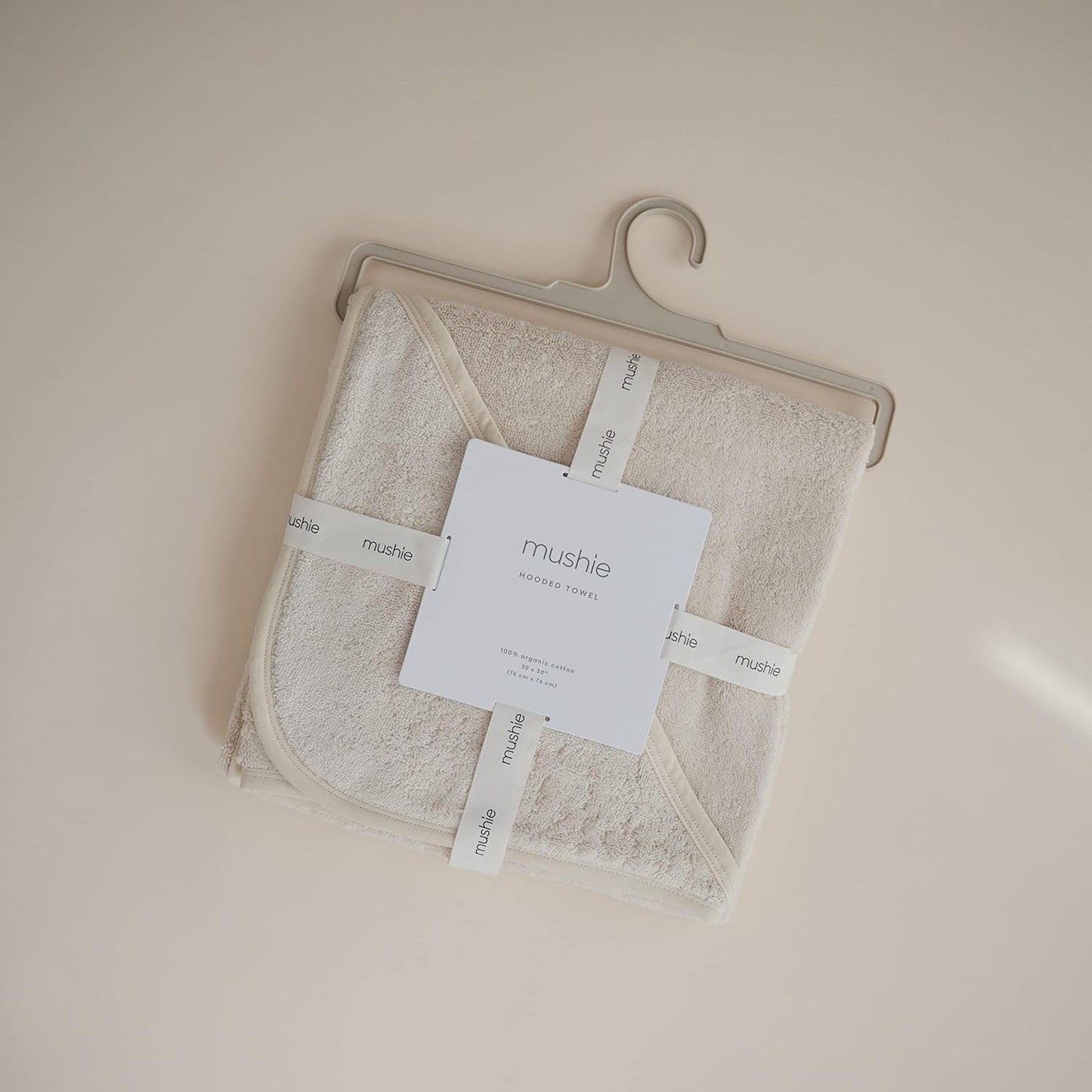 mushie Baby Hooded Towel | Organic Cotton (Fog)