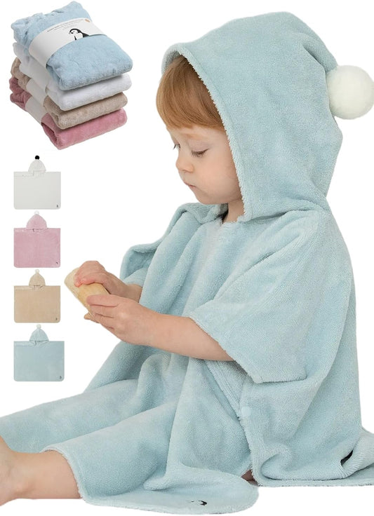 Konny Baby Hooded Towel Plush Thick & Cozy Soft-Touch Absorbent Rayon from Bamboo Cotton Baby Bath Beach Towel, Oeko-TEX, Newborn Boys Girls Toddler (Mint, Medium)