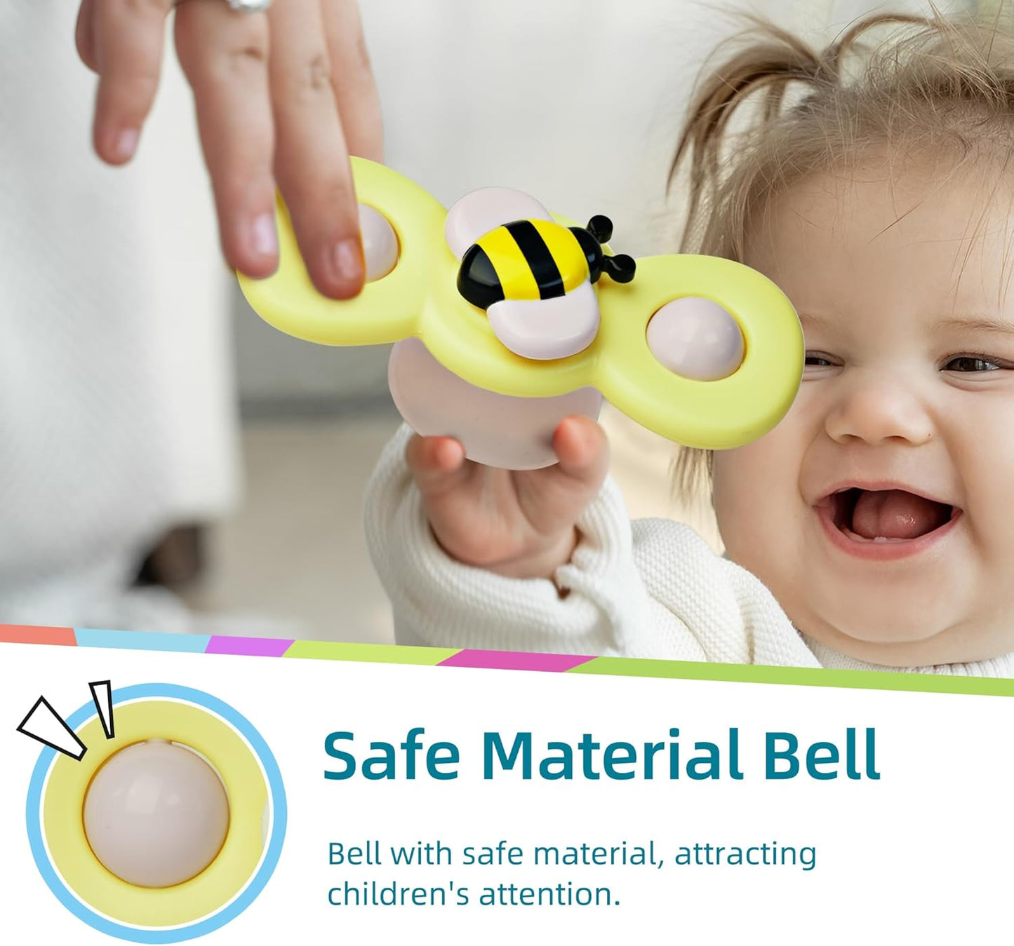 LiKee Strong Suction Cup Fidget Rotating Sensory Bath Toys for Baby 12 18 Months Airplane Car Travel Table & Window Toys for 1 2 Years Old Toddler Boys and Girls (Insect-2)