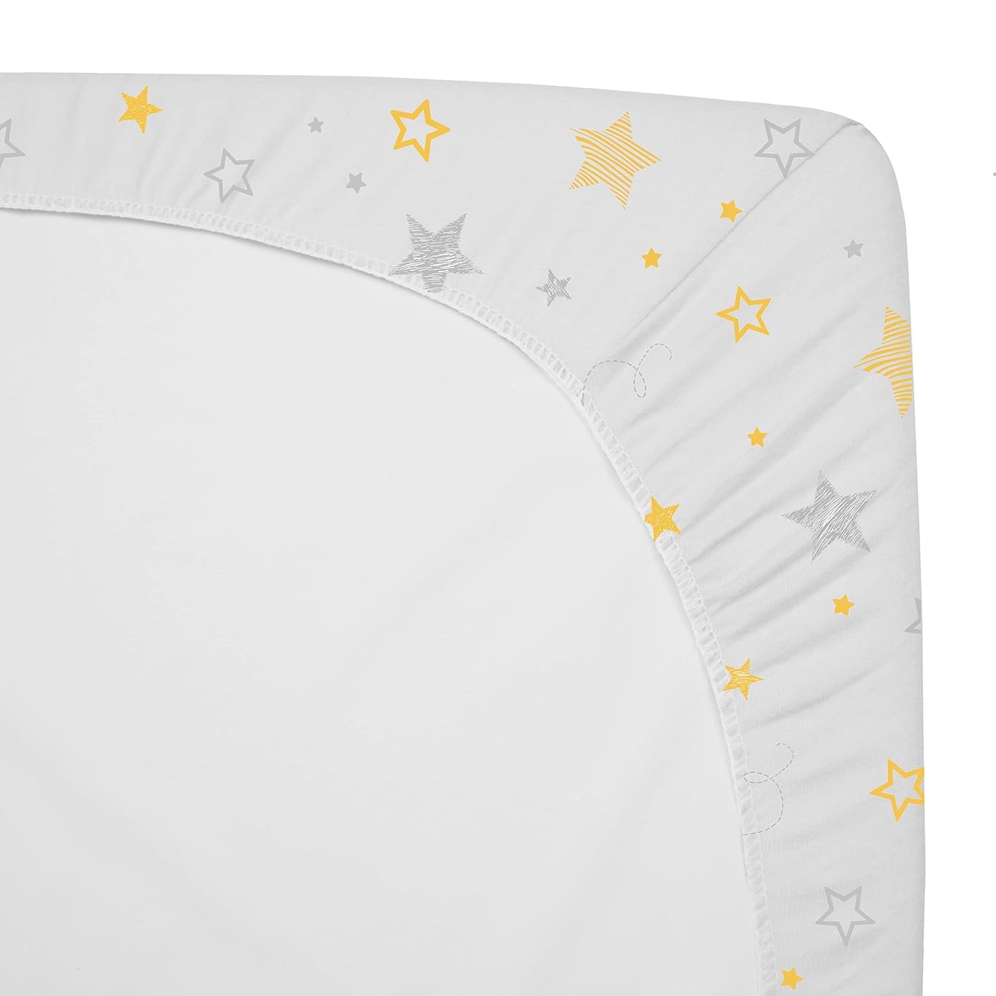 American Baby Company Printed 100% Cotton Knit Fitted Contoured Changing Table Pad Cover - Compatible with Mika Micky Bassinet, Golden Yellow Stars, for Boys and Girls