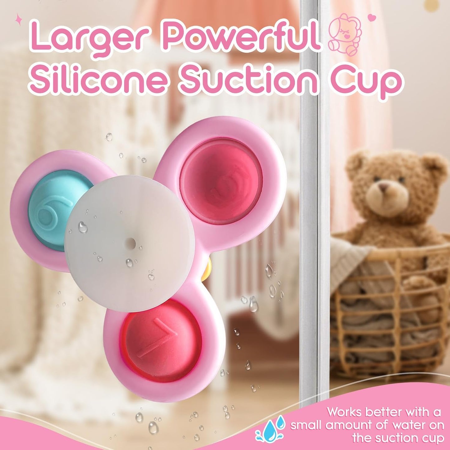 ALASOU 3PCS Pop Suction Cup Spinner Toys for 1 Year Old Boy Girl|Novelty Spinning Tops Toddler Stocking Stuffers|Baby Bath Toy for Kids Ages 1-3|1 Year Old Boy Christmas Birthday Gift for Infant