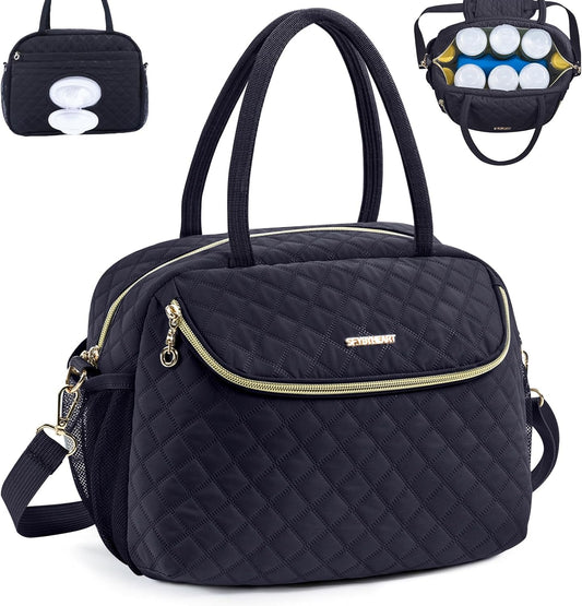 Breastmilk Cooler Travel Bag with 2pcs Wipes Dispensers and Ice Pack - Baby Bottle Cooler for 6 Bottles Up to 9 Ounce