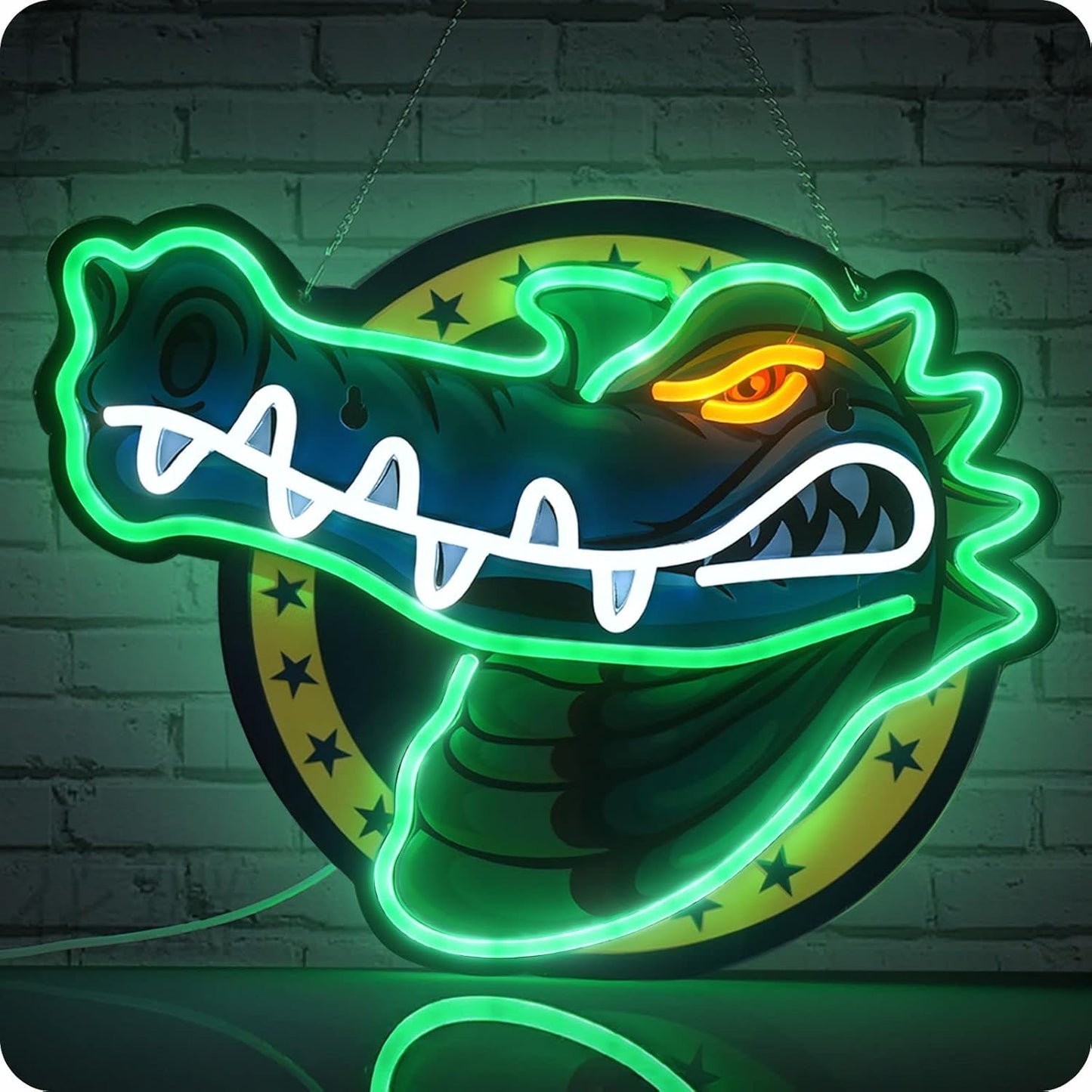 IMTATTO Alligator neon sign crocodile LED light for wall decor, USB powered, bar pub store club garage bedroom, home artwork