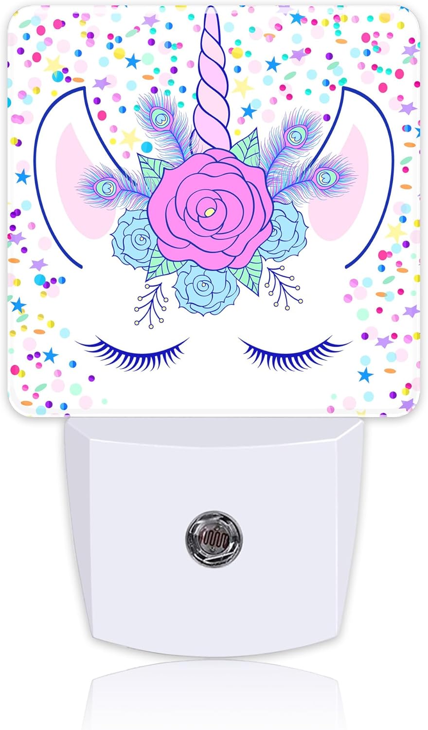 Night Light for Kids Girls Boys, Unicorn Head with Wreath LED Night Light Plug into Wall with Dusk to Dawn Sensor for Room Decor, Hallway, Kitchen, Bathroom, Nursery, Stairs