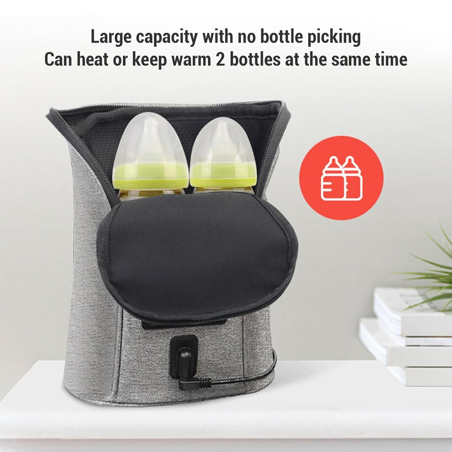 Portable Car Baby Bottle Warmer with Adjustable Temperature Control, Rapid Heating, Bottle Storage Bag, for DC12V Vehicles, Multi Purpose Baby Bottle Warmer Bag, 3.8L Capacity,