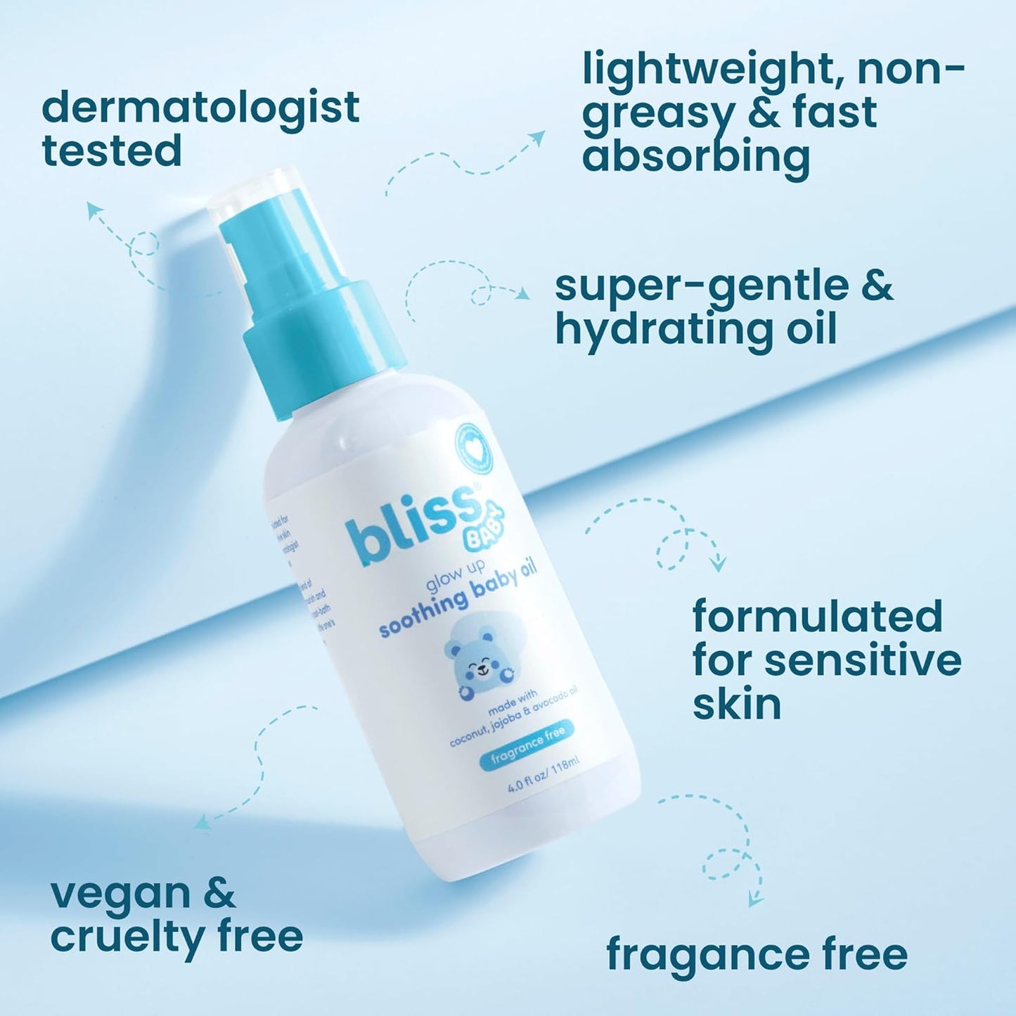Bliss Baby Oil, All Natural, Premium & Unscented, Vegan - Made with Organic Avocado Oil, Coconut Oil, Dermatologist Tested, Soothing & Hydrating Baby Massage Oil, Travel Size 4 fl. Oz.