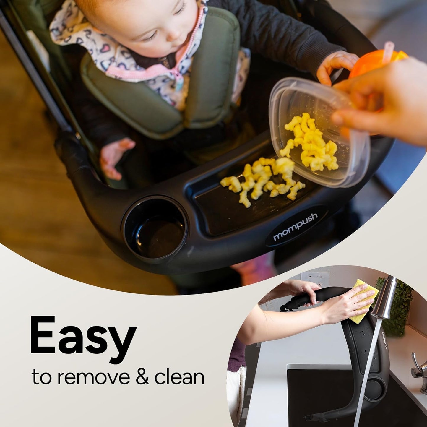 Mompush Lithe V2 Lightweight Travel Stroller, Compact Foldable Baby Stroller with Travel Bag, One-Hand Fold Stroller, Snack Tray, Mechanical Recline Seat, Airplane-Ready, Organizer & Rain Cover