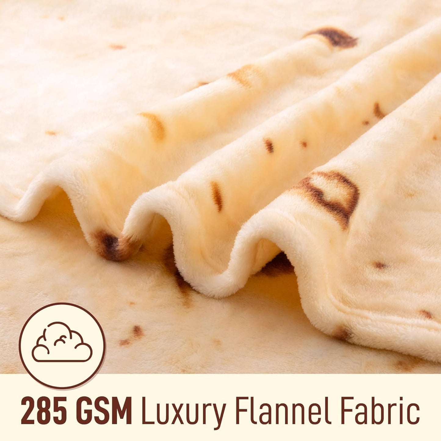 Zulay Giant Double Sided Tortilla Blanket with Tinfoil Packaging - Novelty Blanket for Adults & Kids - Soft Flannel Round Tortilla Blanket for Indoors, Outdoors, Travel, Home, 285 GSM - 71 Inches