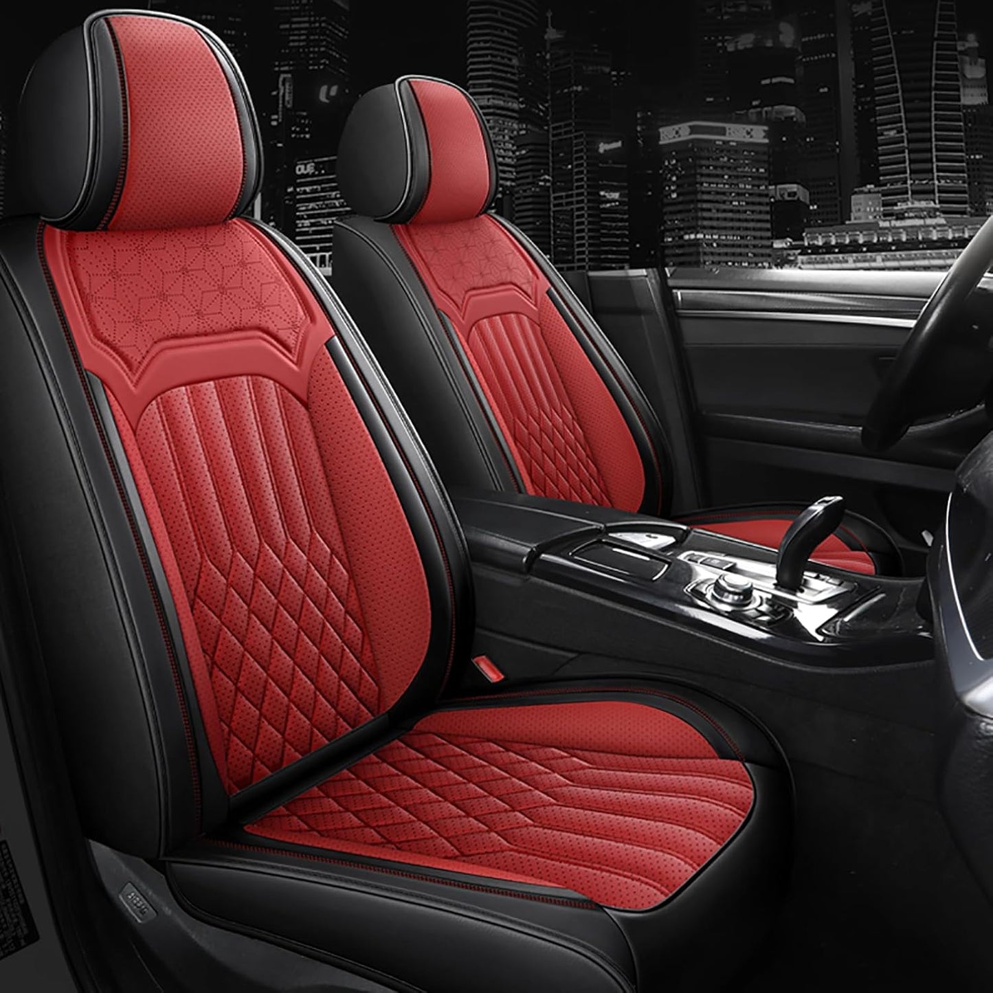 Car Seat Covers for Chevy Impala Limited 2014-2016 napa Leather Seat Covers, Waterproof Non-Slip Car Seat Protectors, Comfortable Seat Cover Adaptive Airbags（Black+Red, 2 PCS Front）