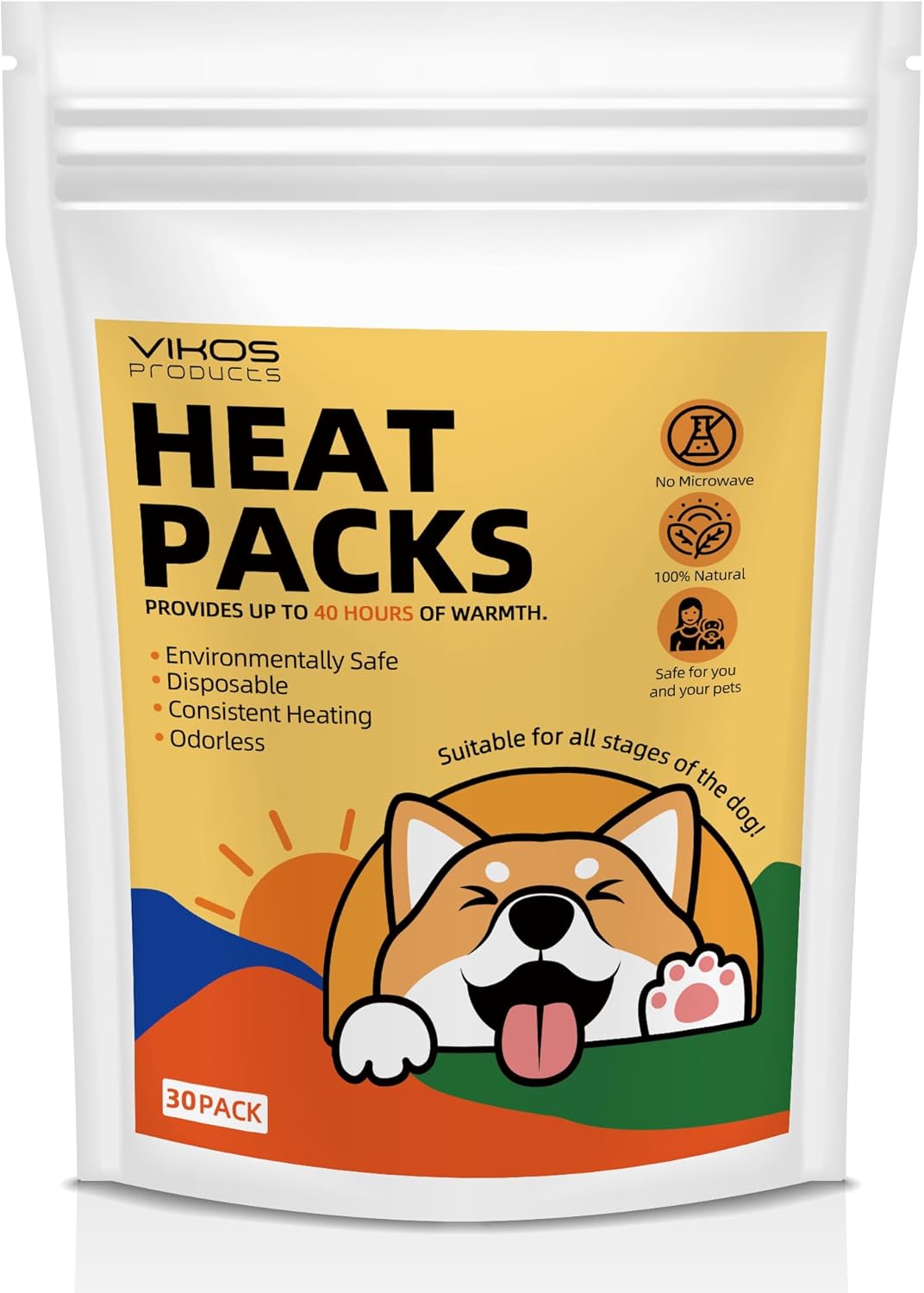 (30-Pack Upgraded Heat Packs for Newborn Puppy, Anxiety Dog Toys Replacement Heat Packs, Disposable Puppy Warmers - Lasting for Approximately 40 Hours