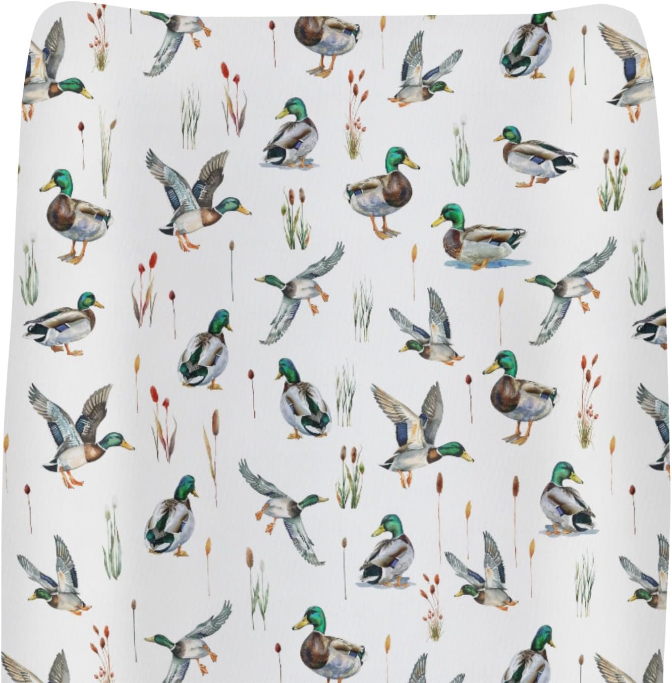 Watercolor Mallard Ducks Changing Pad Covers for Baby Girl Boy Duck Hunting Fitted Change Table Cover Mats Wild Ducks Birds Soft Diaper Changing Table Sheets 32''×16''