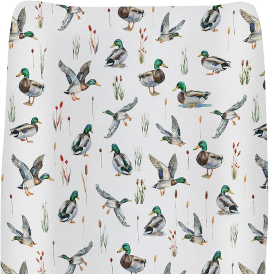 Watercolor Mallard Ducks Changing Pad Covers for Baby Girl Boy Duck Hunting Fitted Change Table Cover Mats Wild Ducks Birds Soft Diaper Changing Table Sheets 32''×16''