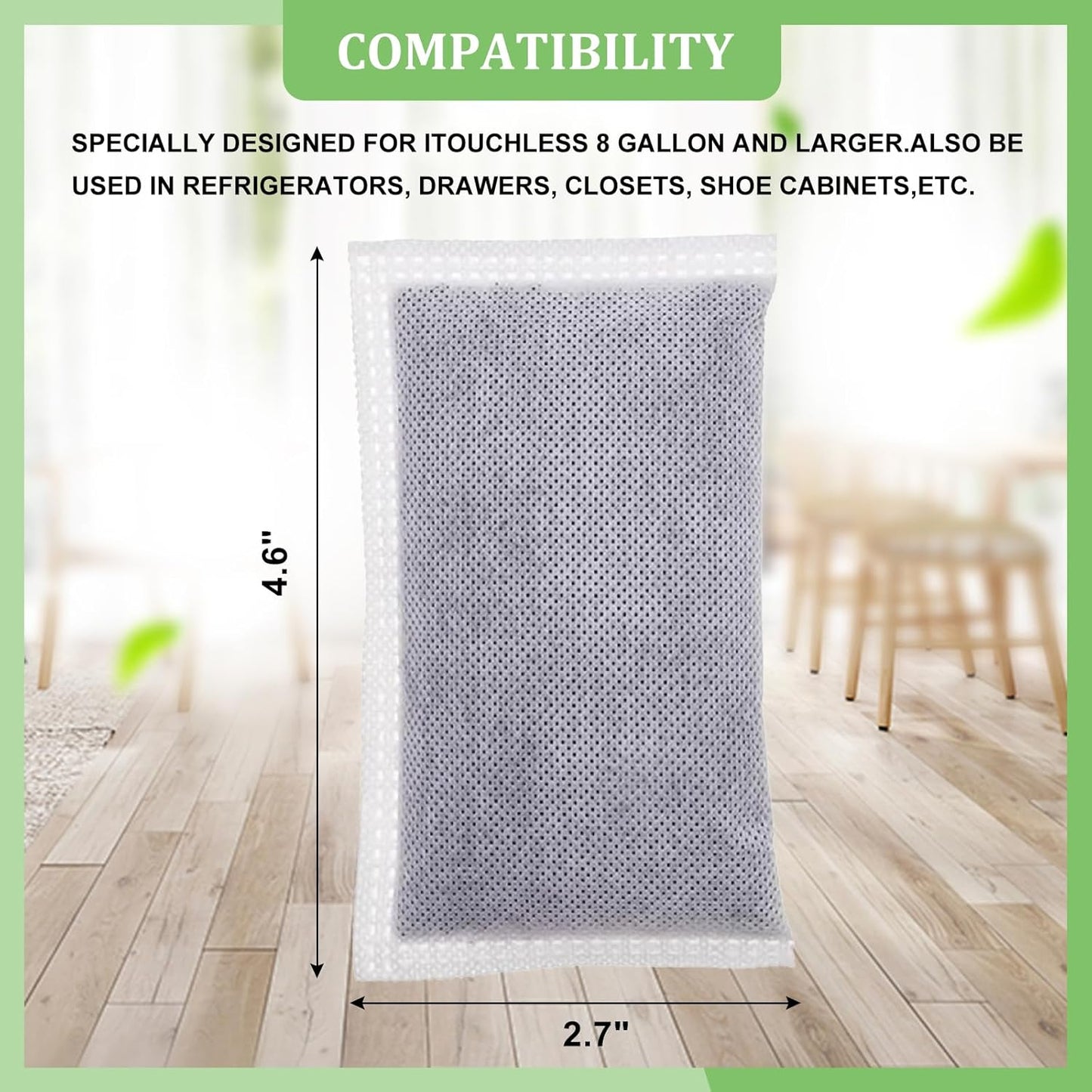 Activated Charcoal Odor Absorber Diaper Pail Deodorizer for itouchless 8 Gallon & Larger, Trash Can Deodorizer Odor Filter Refill for itouchless 13 Gallon Diaper Garbage Can (8 Pack)