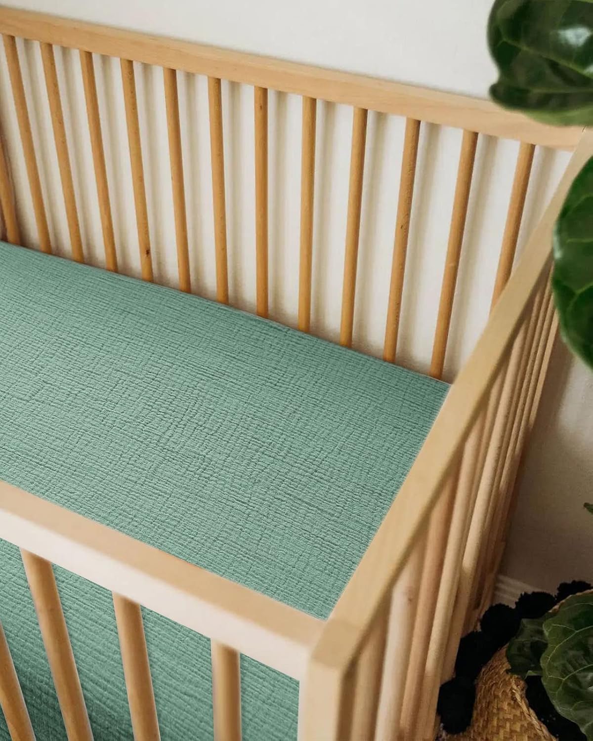 Crib Sheets for Boys Girl, Fitted Baby Toddler Bed Sheets 28" x 52", Neutral Muslin Cotton Crib Mattress Bedding Soft and Breathable Comfort (Roman Green)