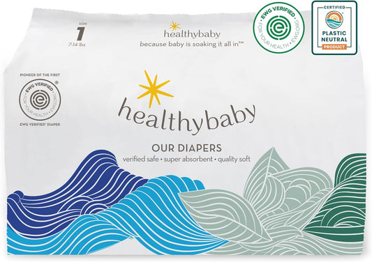 Our Diapers | EWG Verified Safe & Plant-Based Diapers | Leak Protection | Soft Organic Cotton Shell | Chlorine-Free Diaper for Sensitive Skin | Size 1 (7-14 lbs) 42 Count